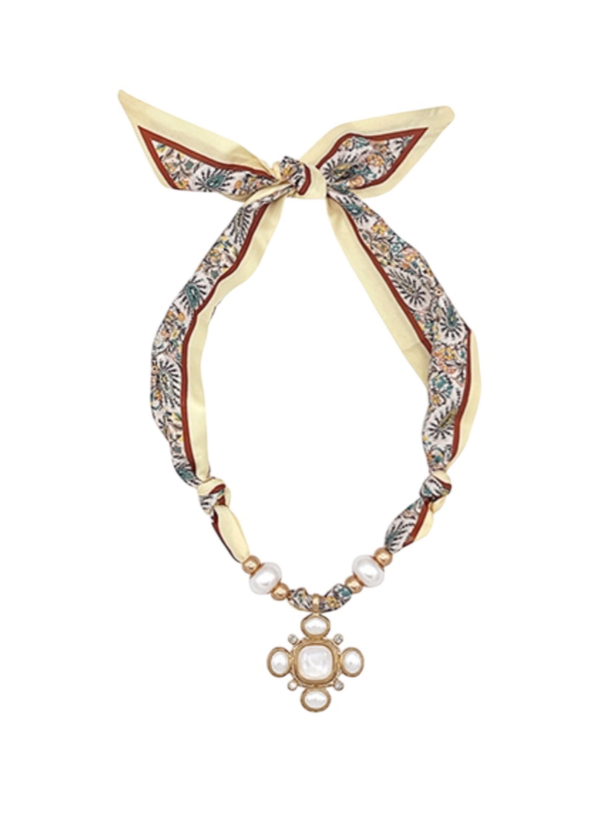 All Tied Up in Pearls Pendant Scarf Necklace
