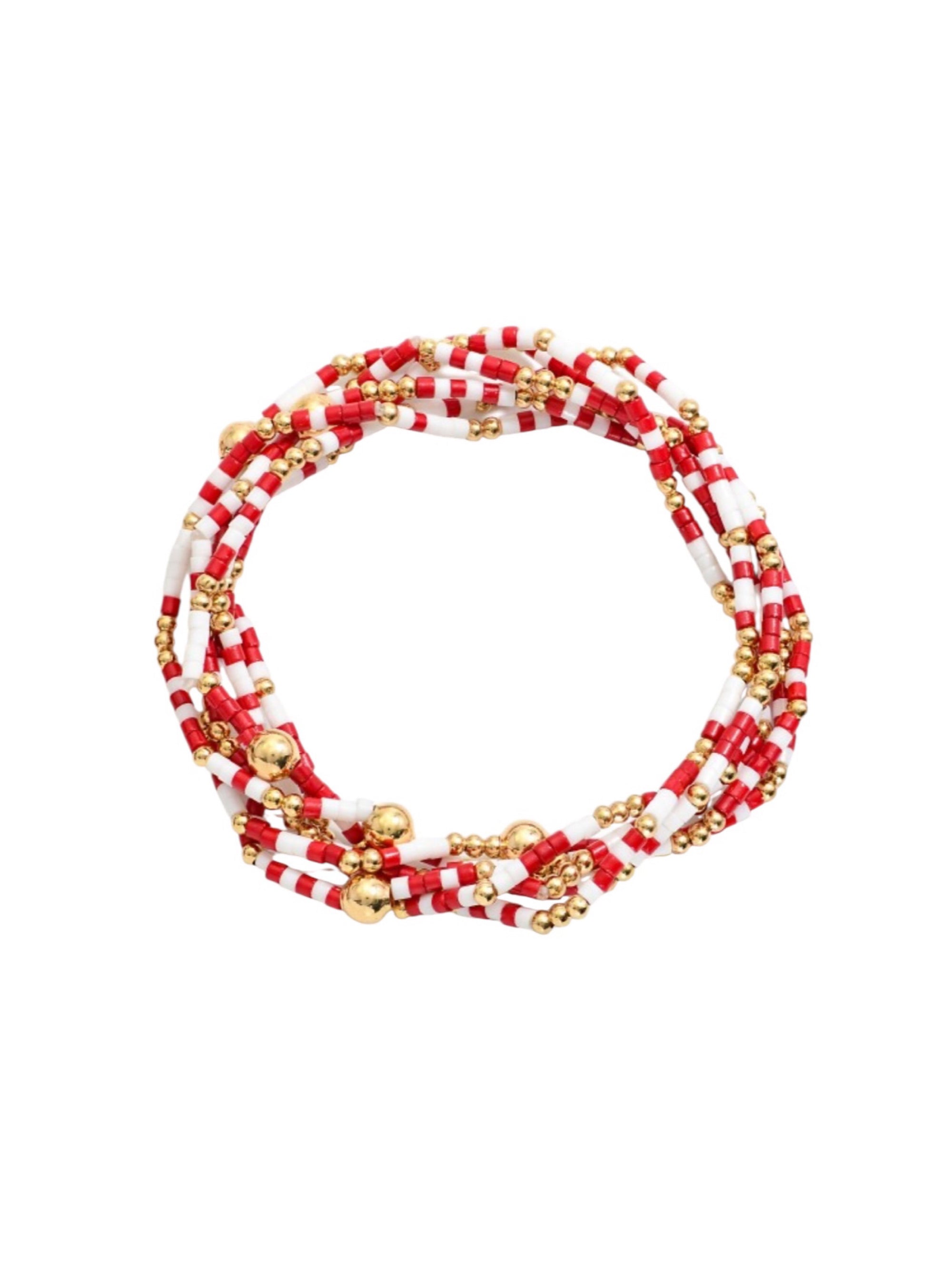 Spirit Stack Game Day Bracelets - Red & White