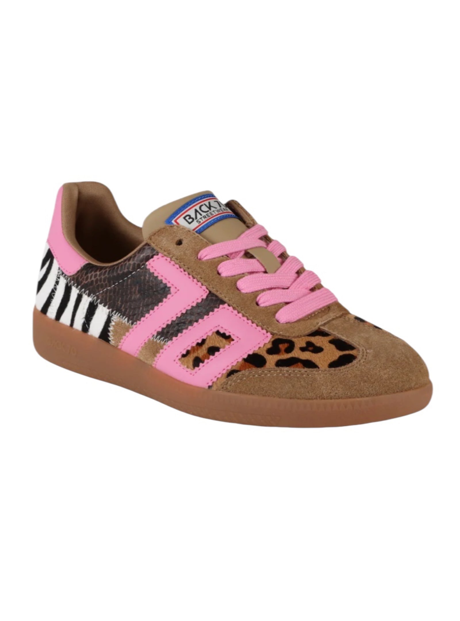 Back 70 Squid in Leopard Zebra Fuxia Sneakers