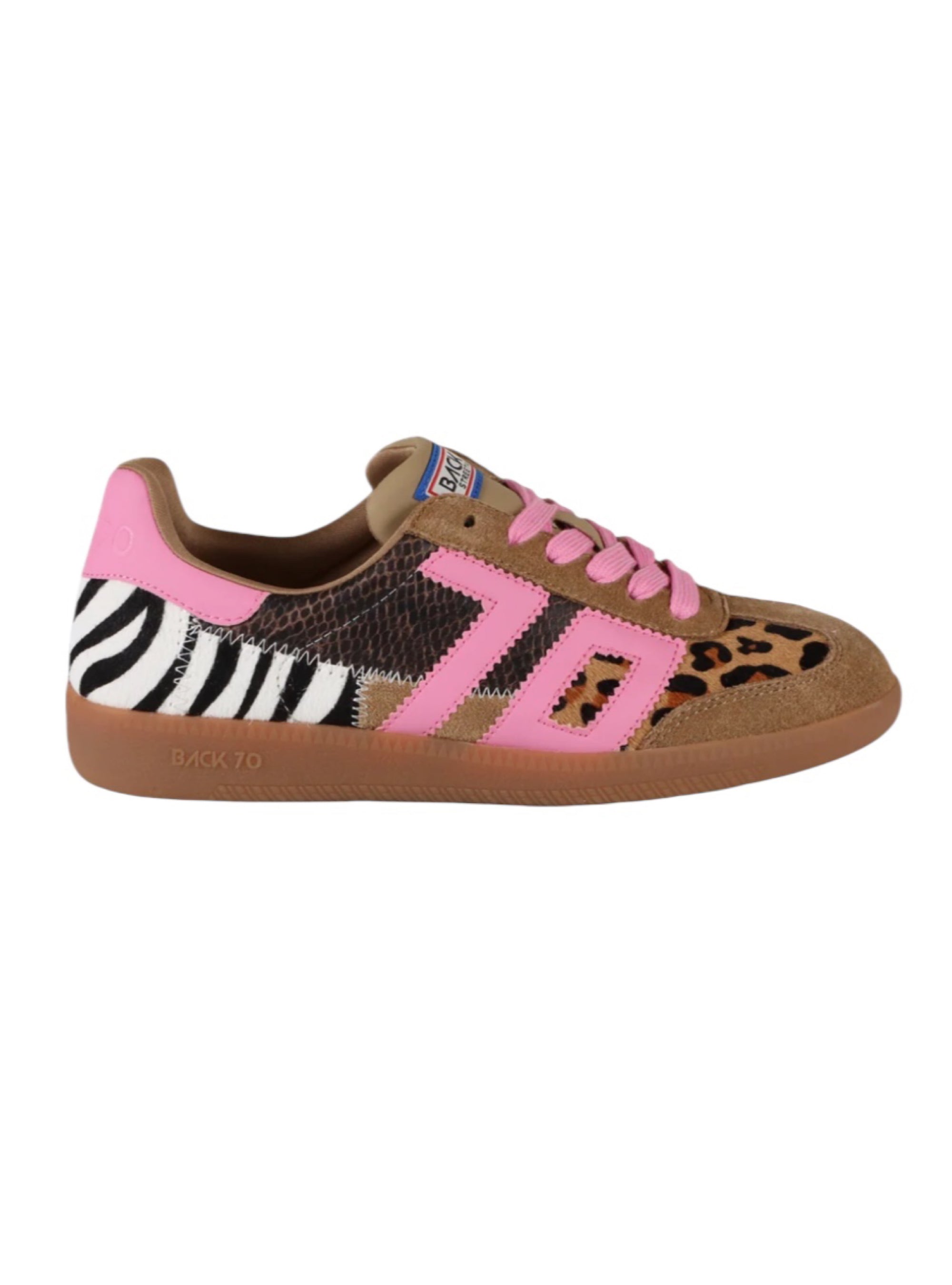 Back 70 Squid in Leopard Zebra Fuxia Sneakers