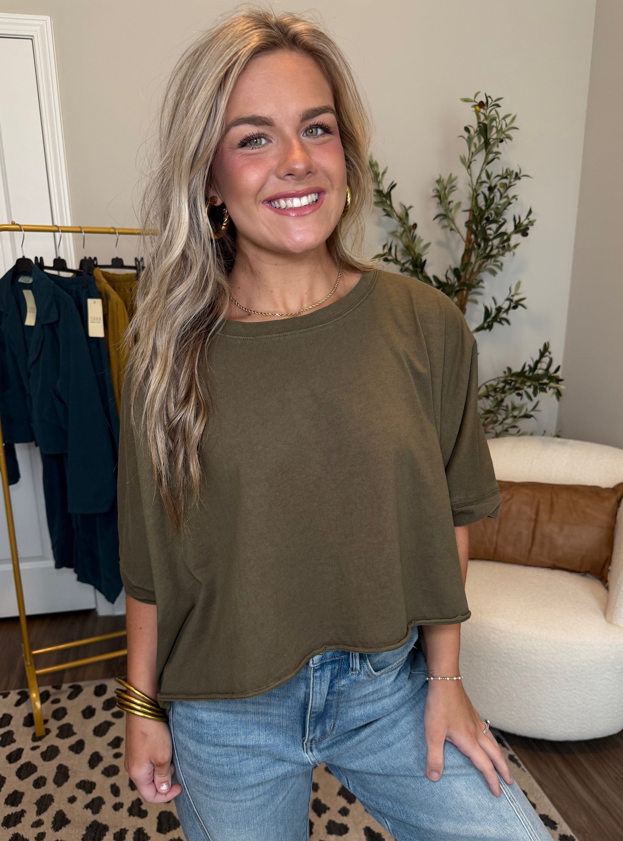 Olive A Sudden Oversized Top