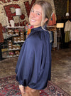 Satin Situation Navy Bomber Jacket