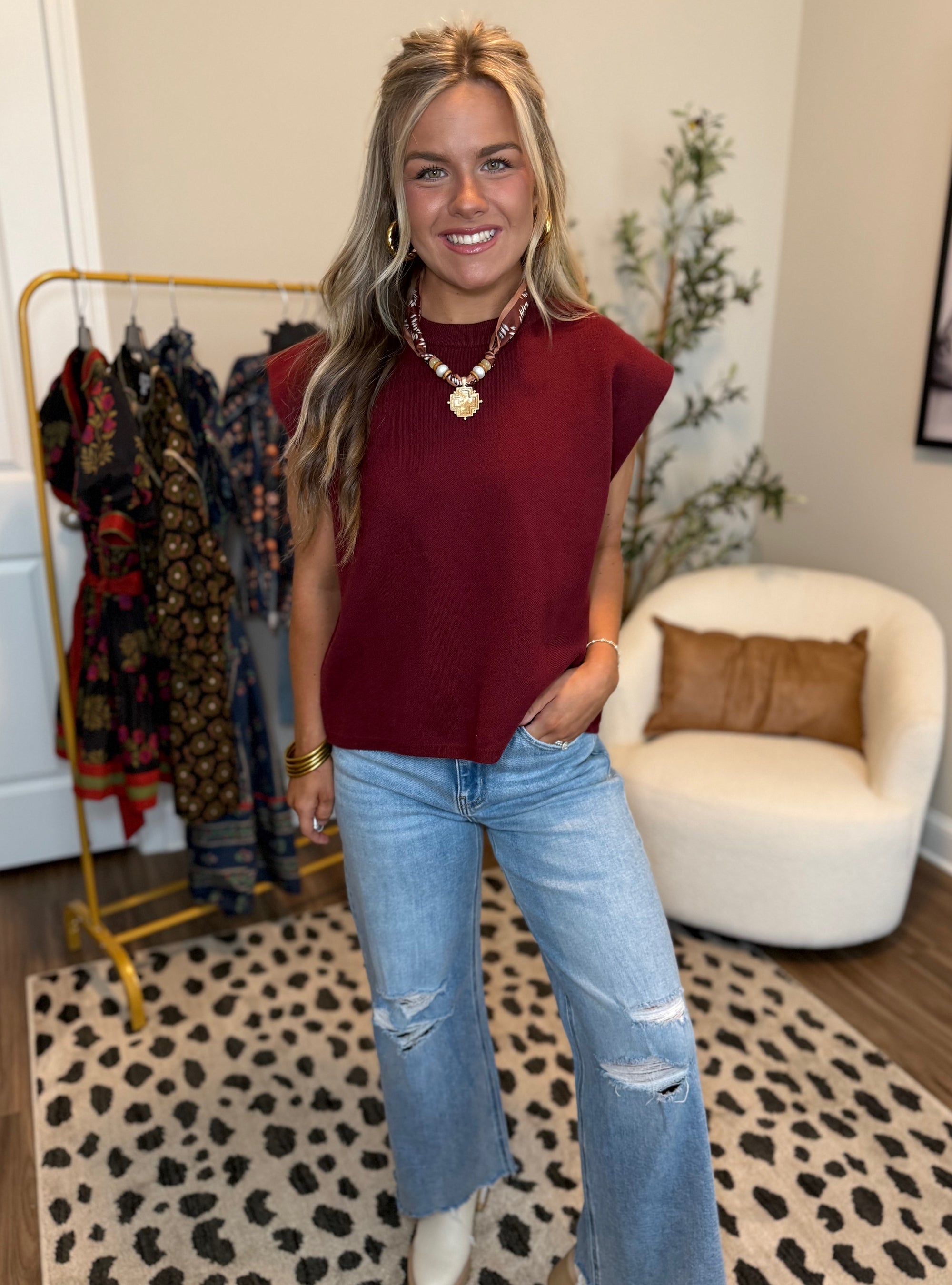 Red-y Or Not Sleeveless Sweater