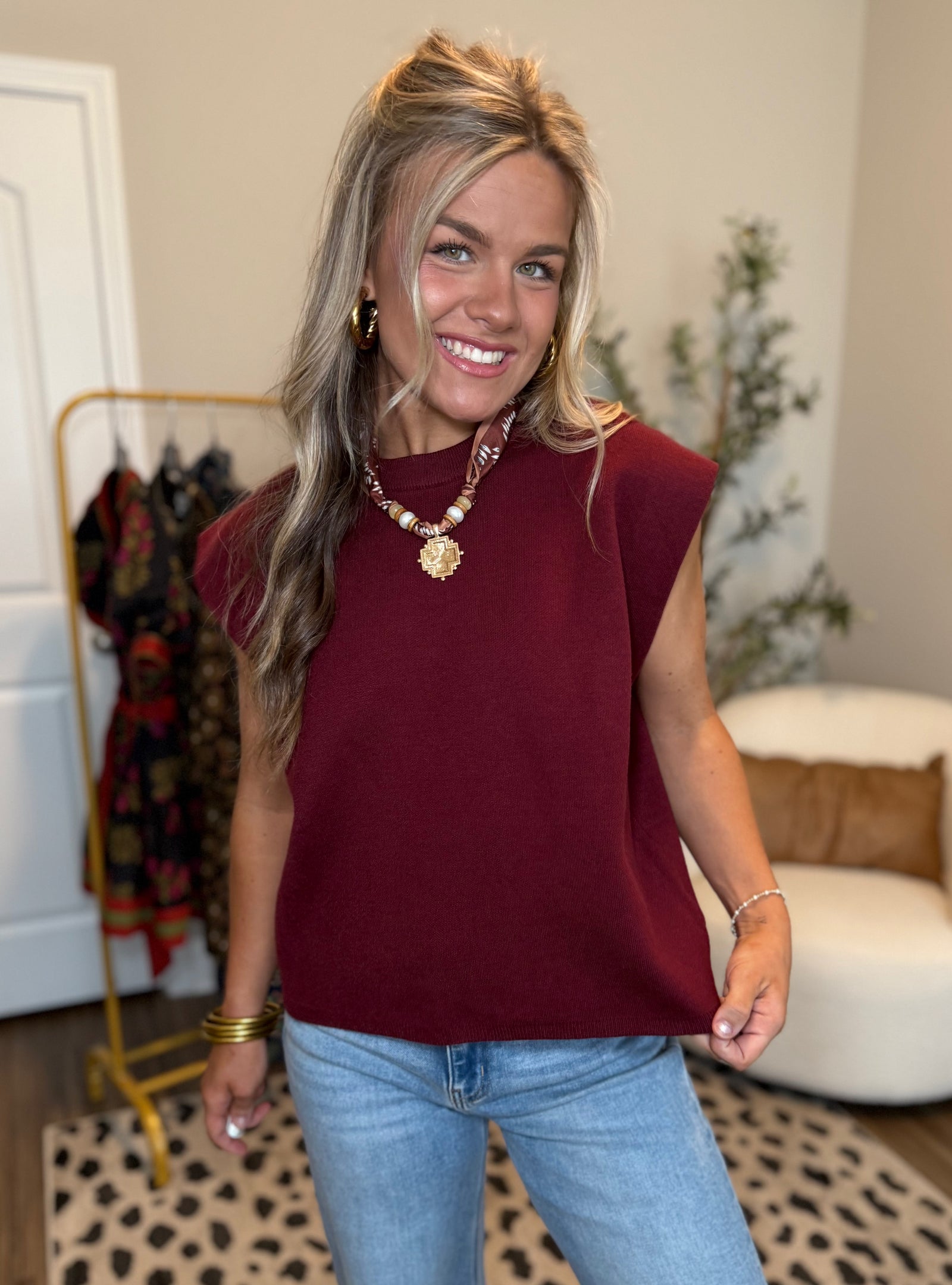 Red-y Or Not Sleeveless Sweater