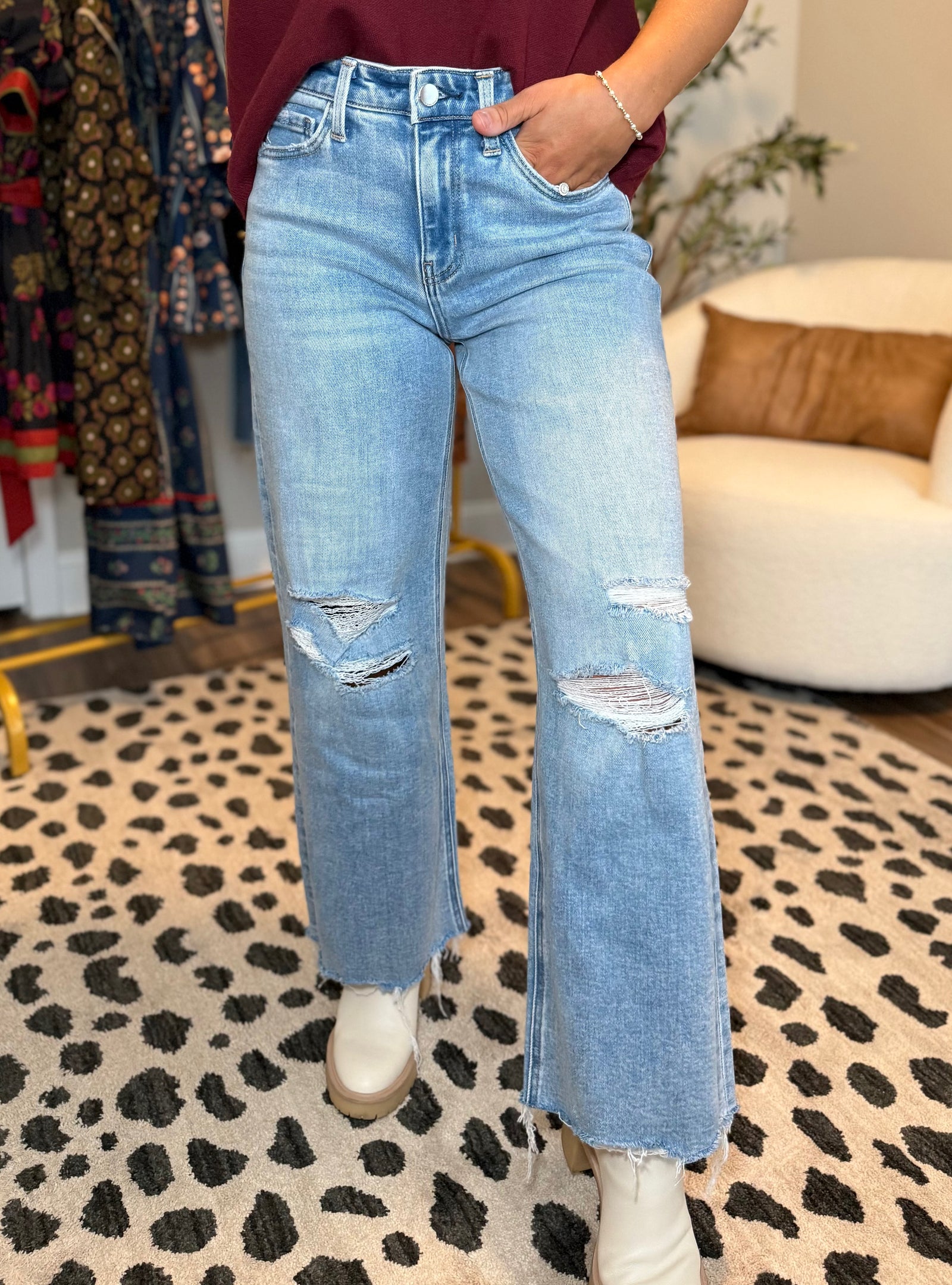 Shred the Love Crop Wide Leg Jean