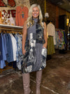 Shana Slate Mock Neck Crinkle Dress