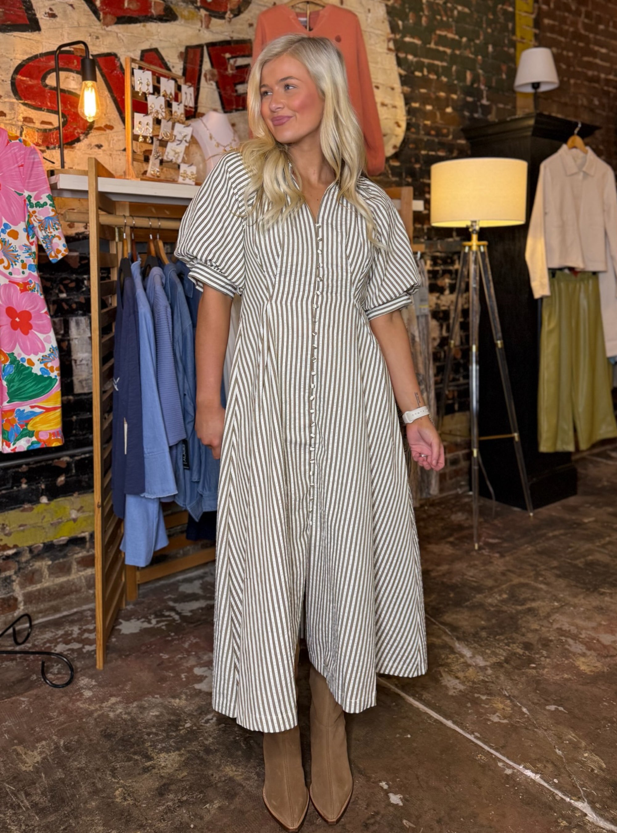 Living In Lines Midi Dress