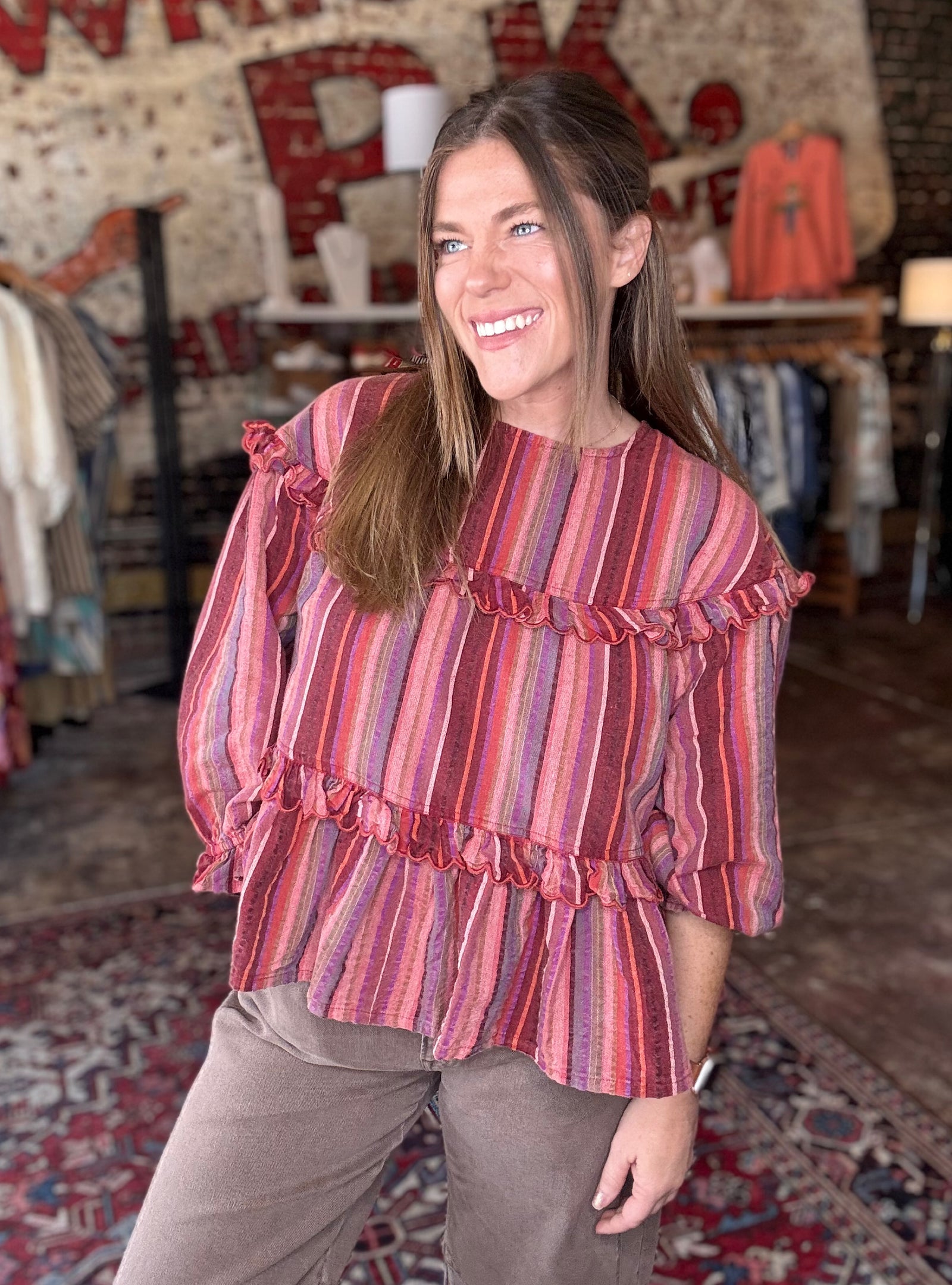 Ivy Jane Multi Striped Tier Top