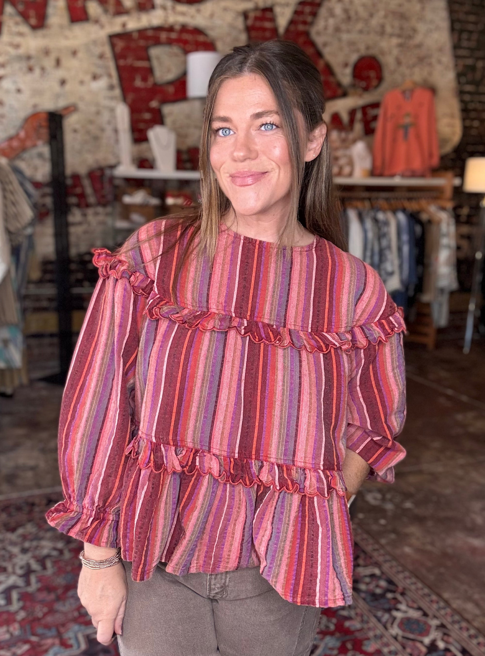 Ivy Jane Multi Striped Tier Top