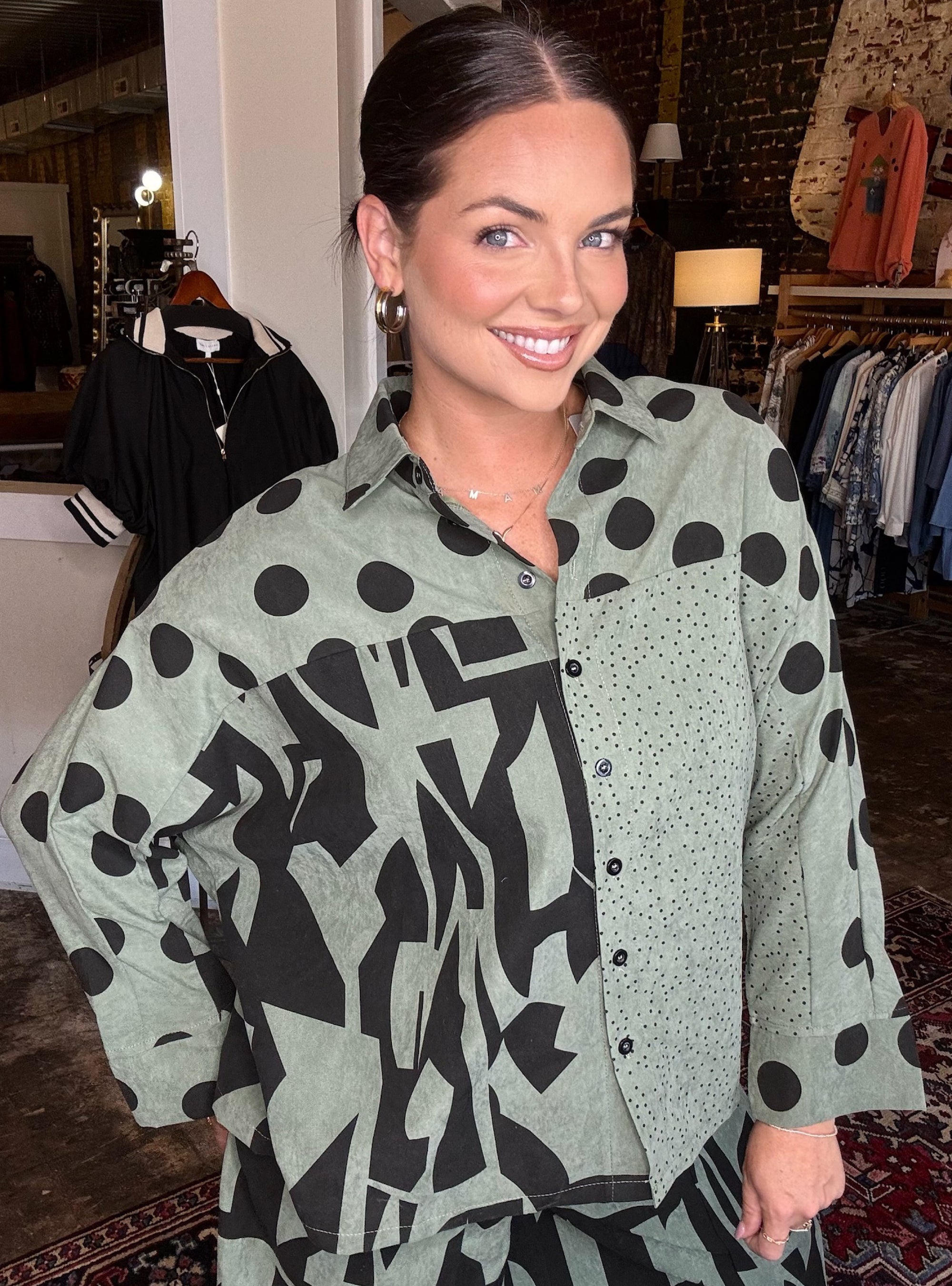 Shana Apparel Mixed Media Top