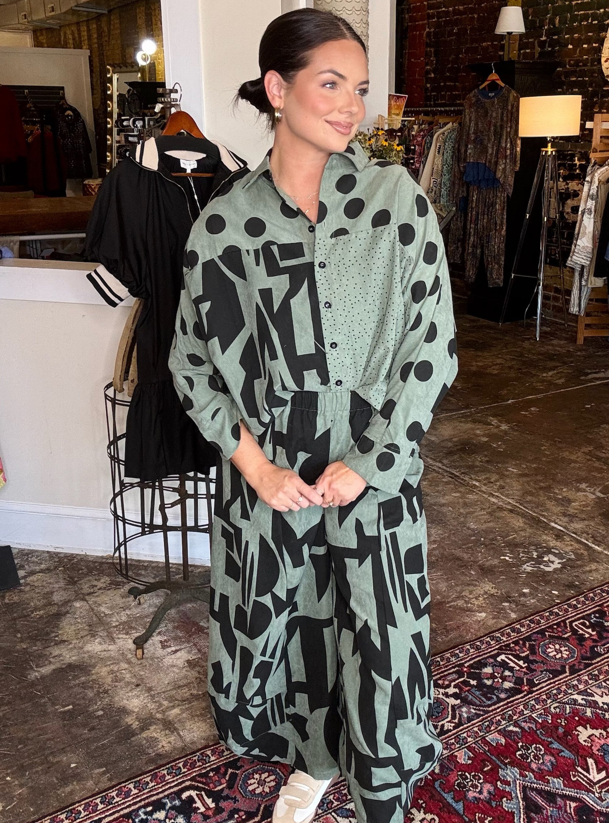 Shana Apparel Mixed Media Top