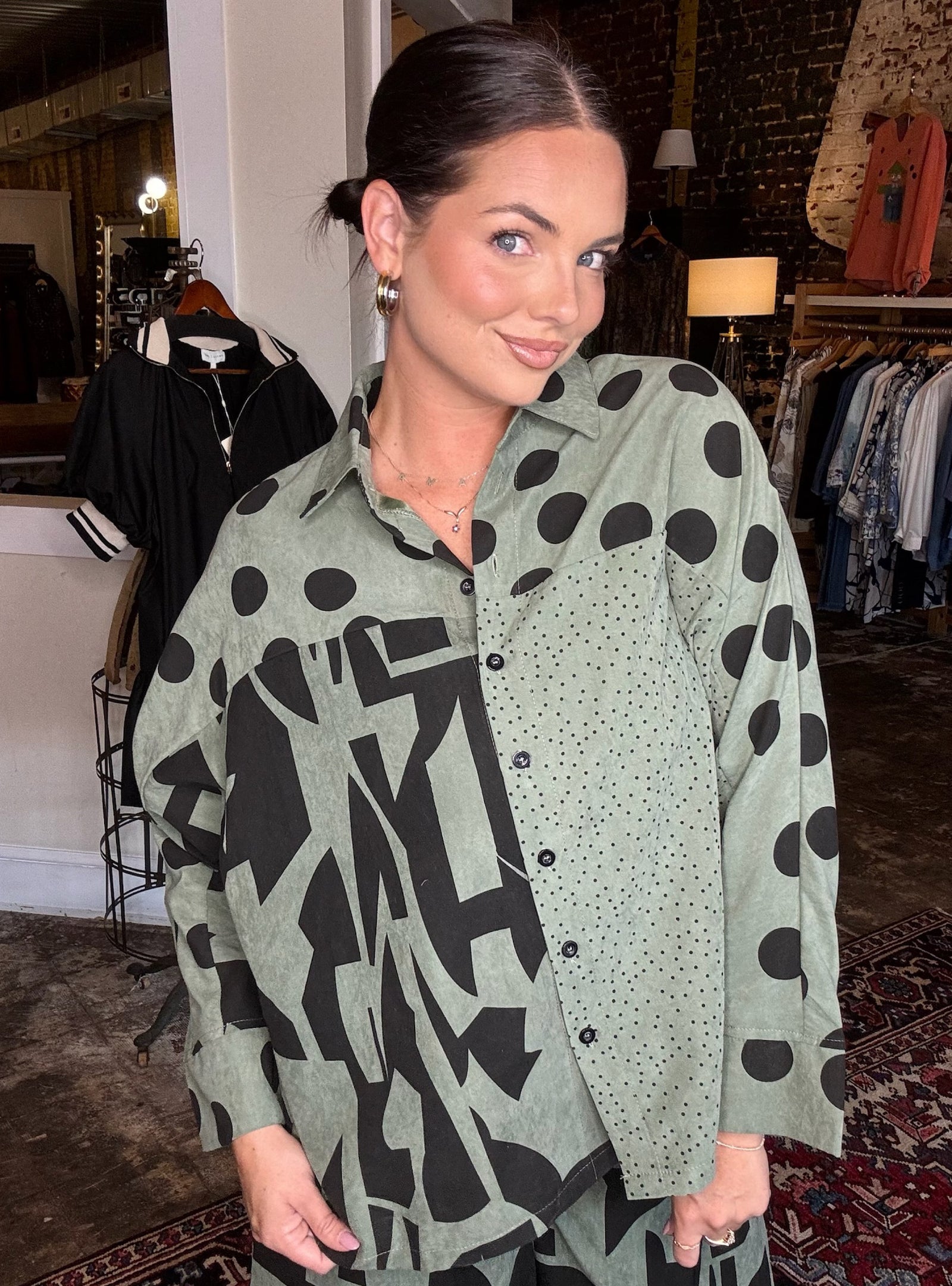 Shana Apparel Mixed Media Top