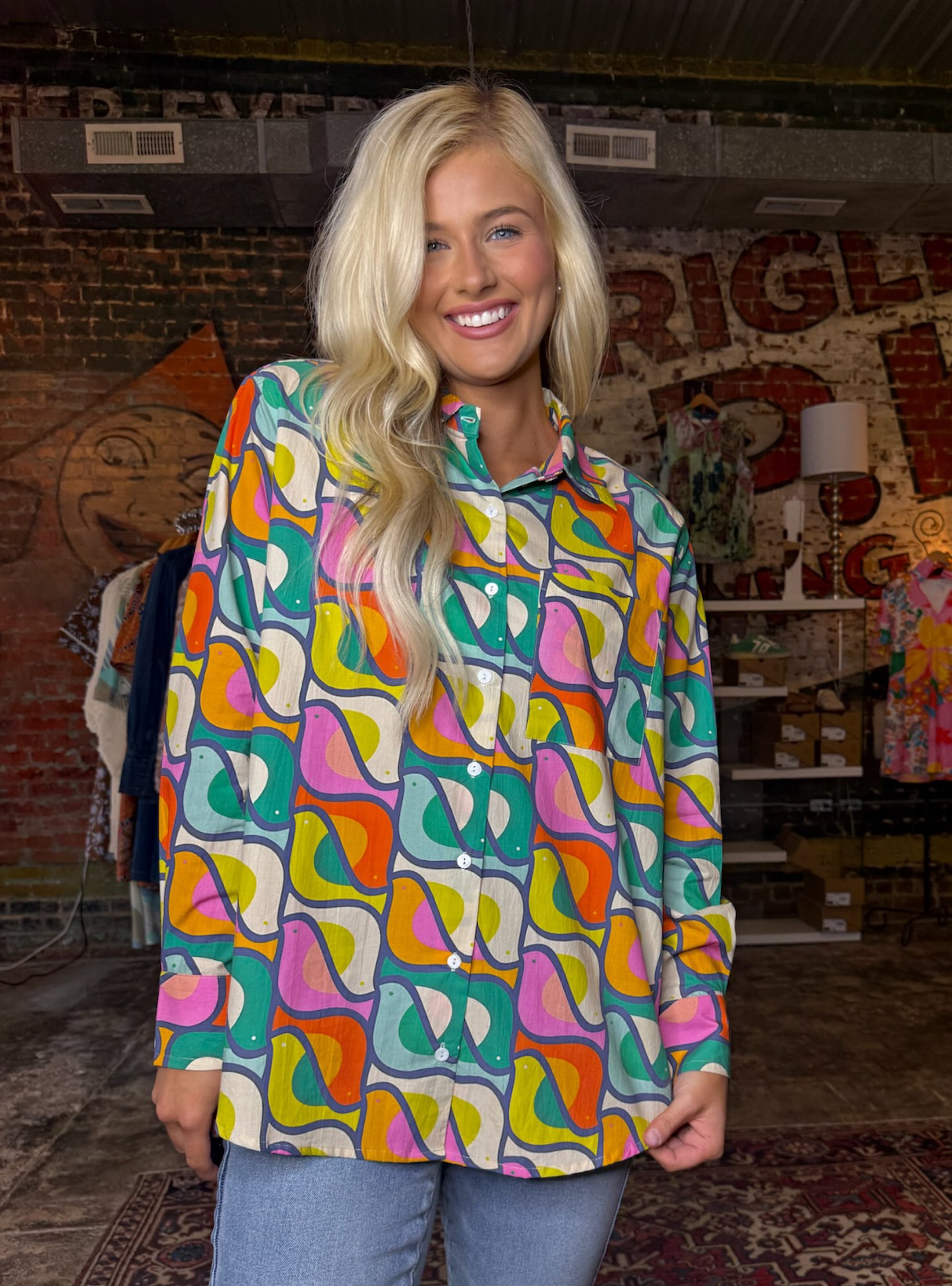 APNY Boyfriend Button-Up Top