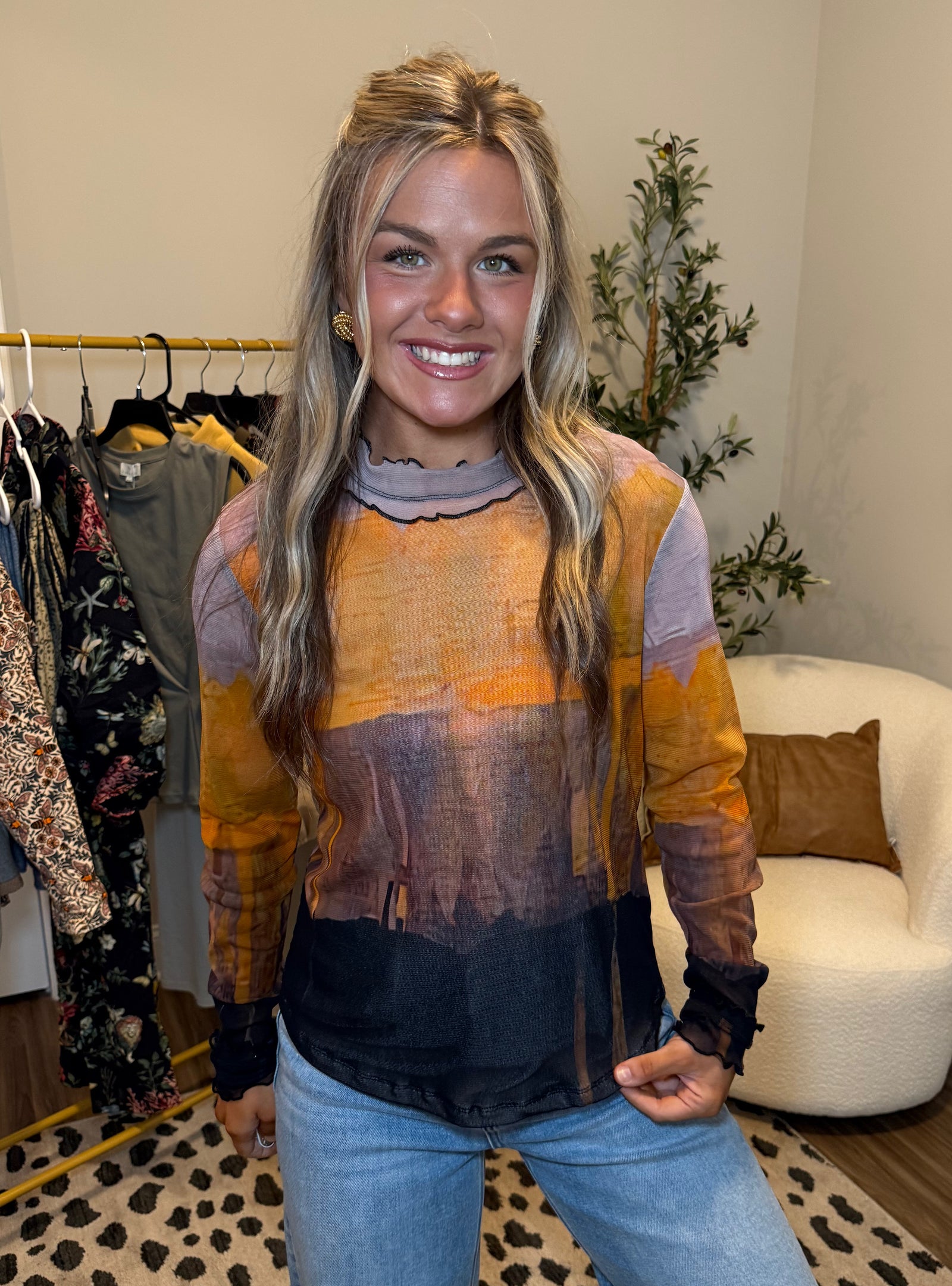 Lior Cece Mesh Long Sleeve Top