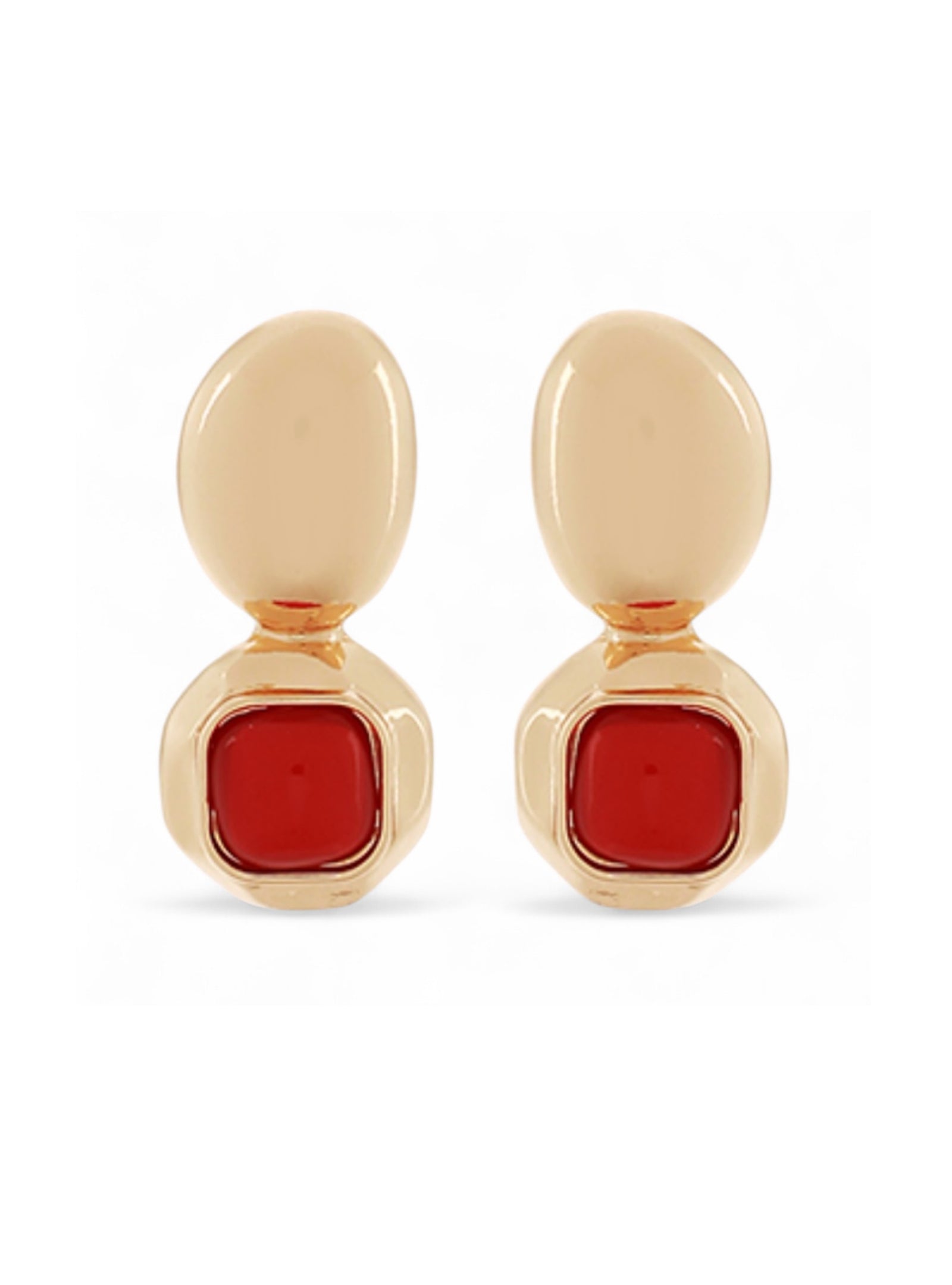 Red Vibes, Golden Energy Earrings