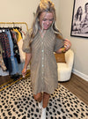 Linear Perfection Puff Sleeve Dress