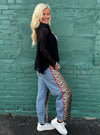 APNY Apparel Mixed Media Leopard Jean