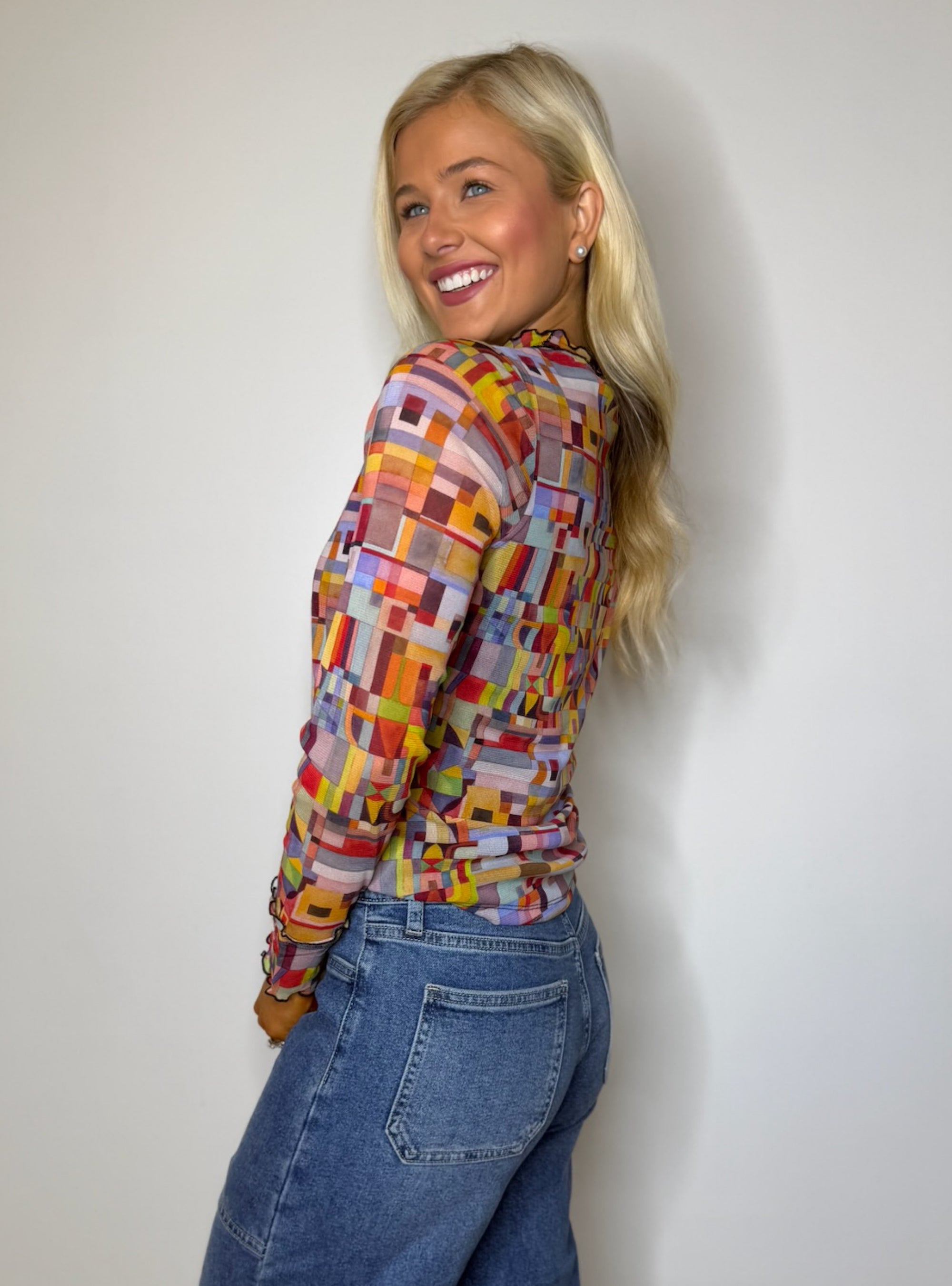 Lior Cece Mesh Long Sleeve Top - Pixel