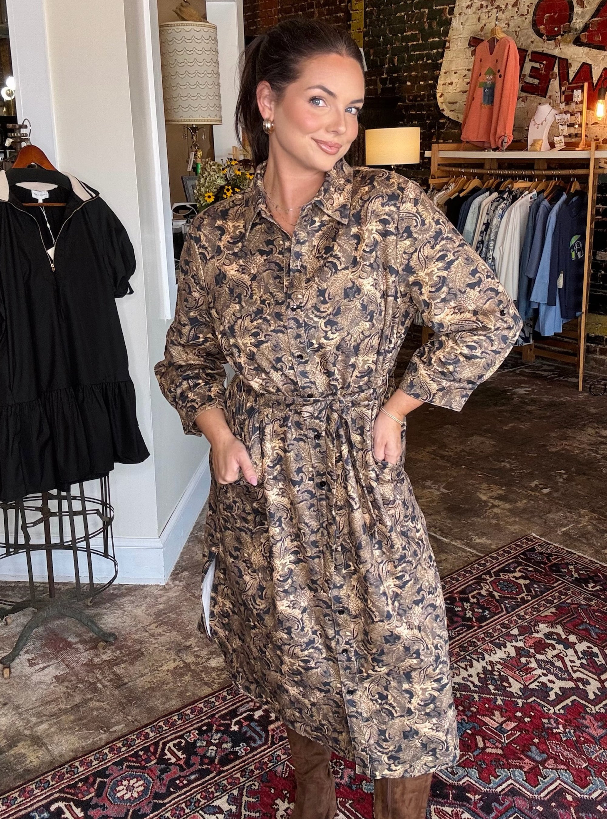 Boho Chic Printed Button Down Dress