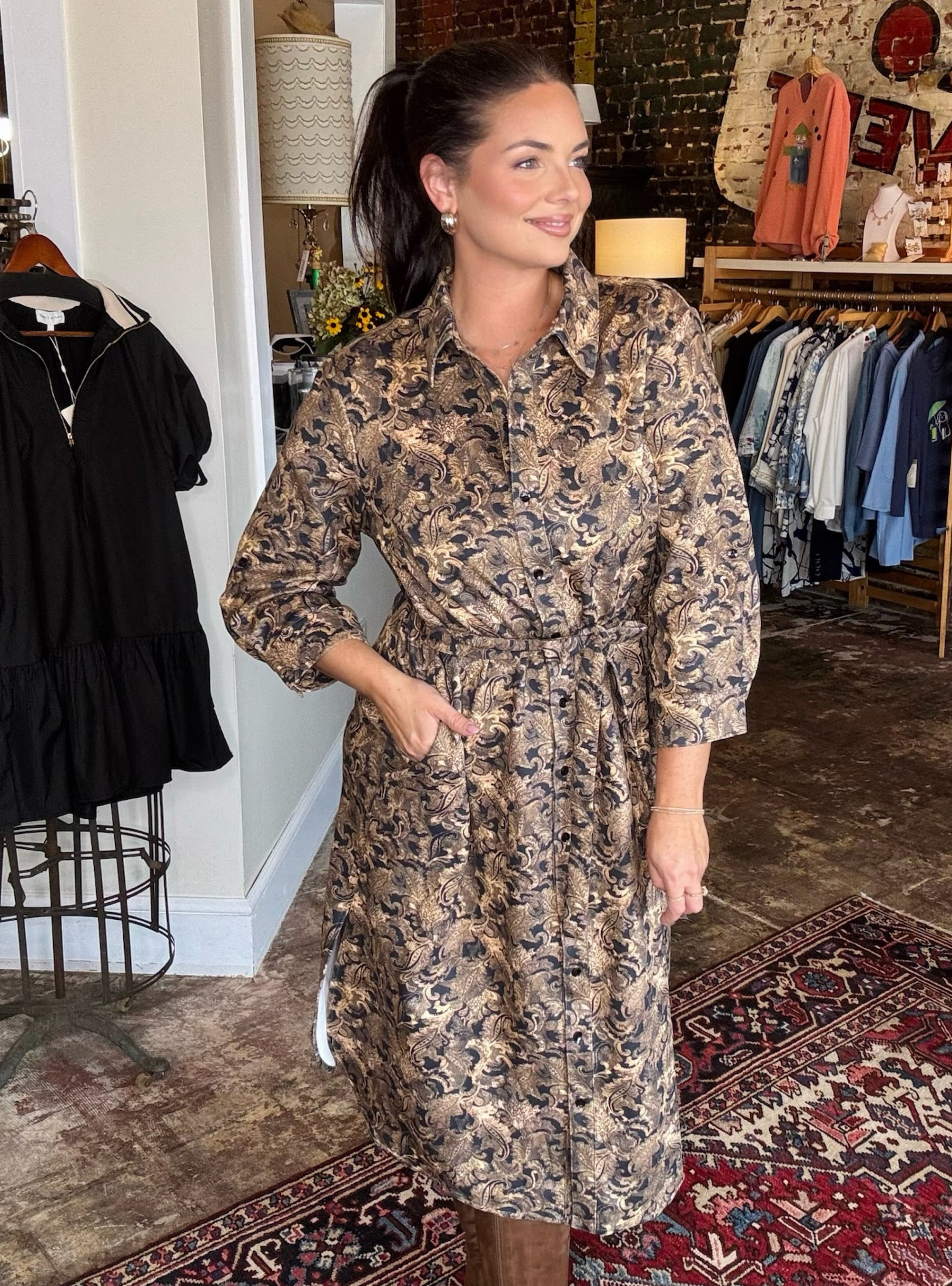 Boho Chic Printed Button Down Dress