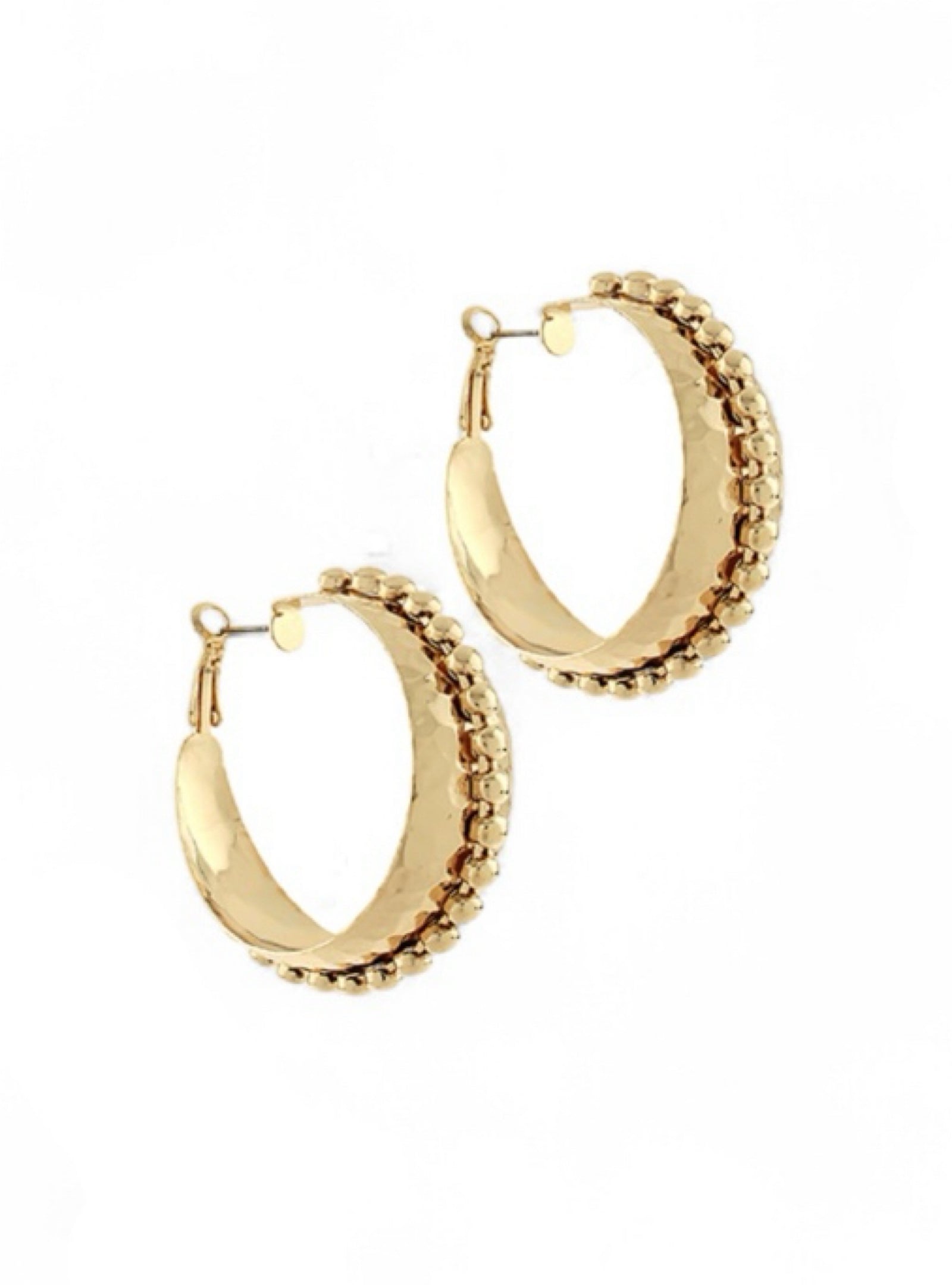 Hoop, There It Hammers Earrings - Gold