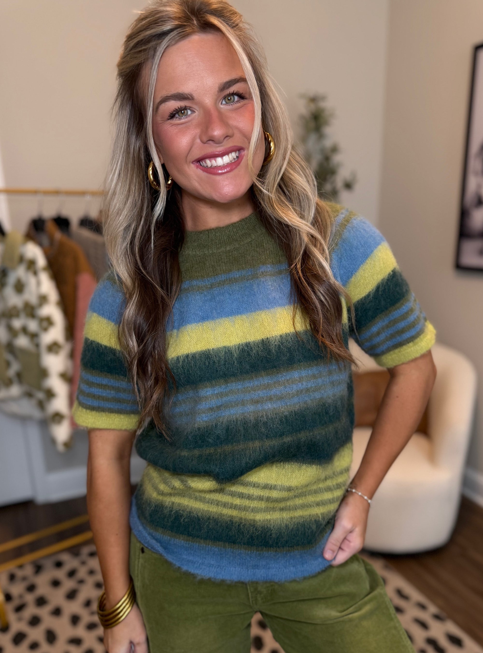 Hyped For Stripes Fuzzy Sweater