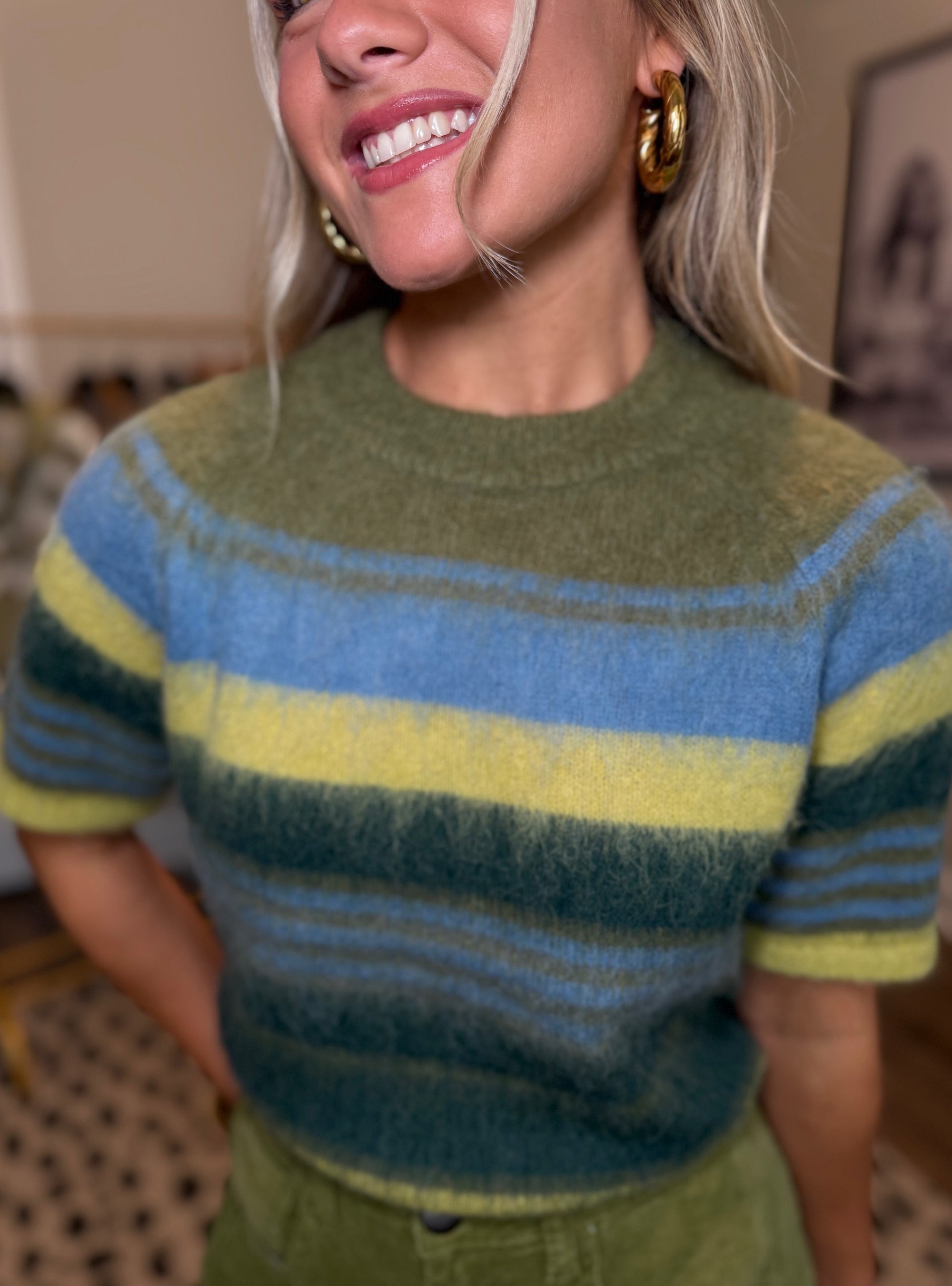 Hyped For Stripes Fuzzy Sweater
