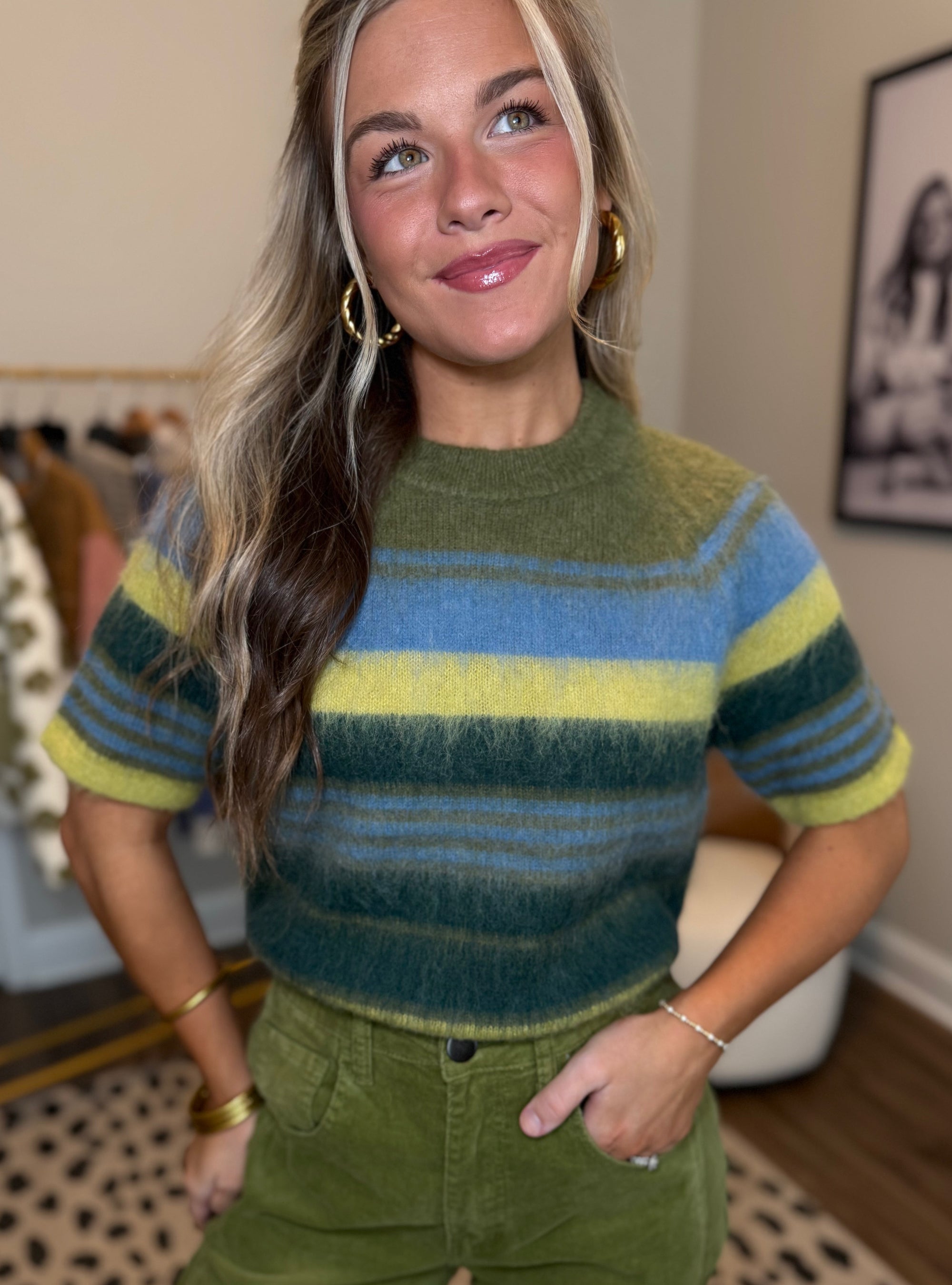 Hyped For Stripes Fuzzy Sweater