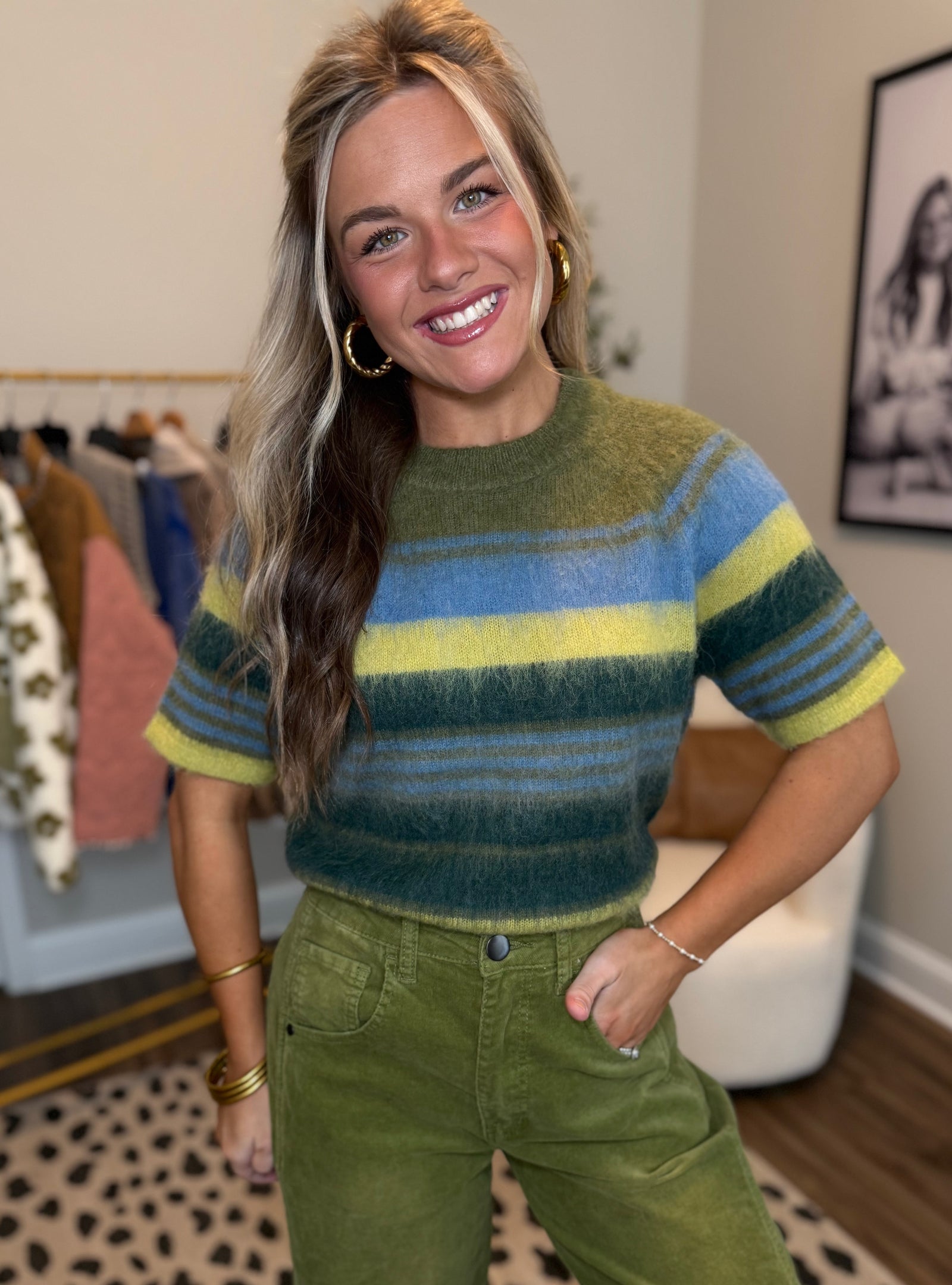 Hyped For Stripes Fuzzy Sweater