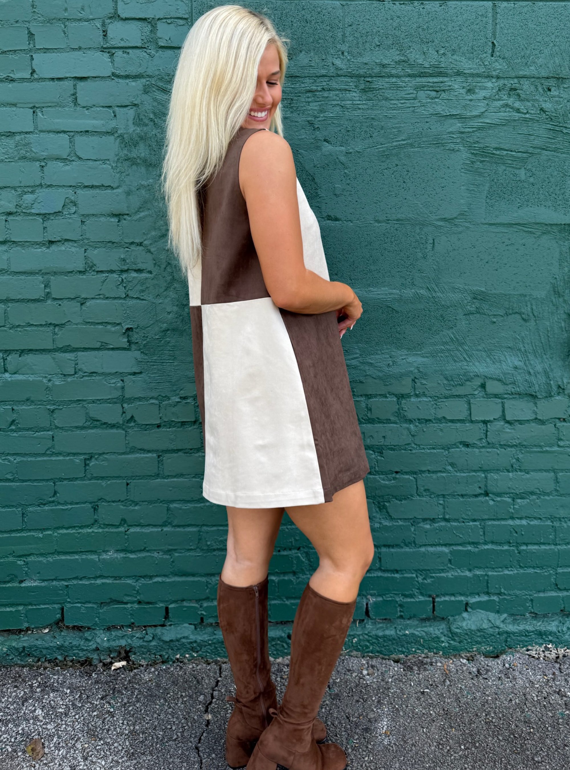 Brownie Points Faux Suede Dress