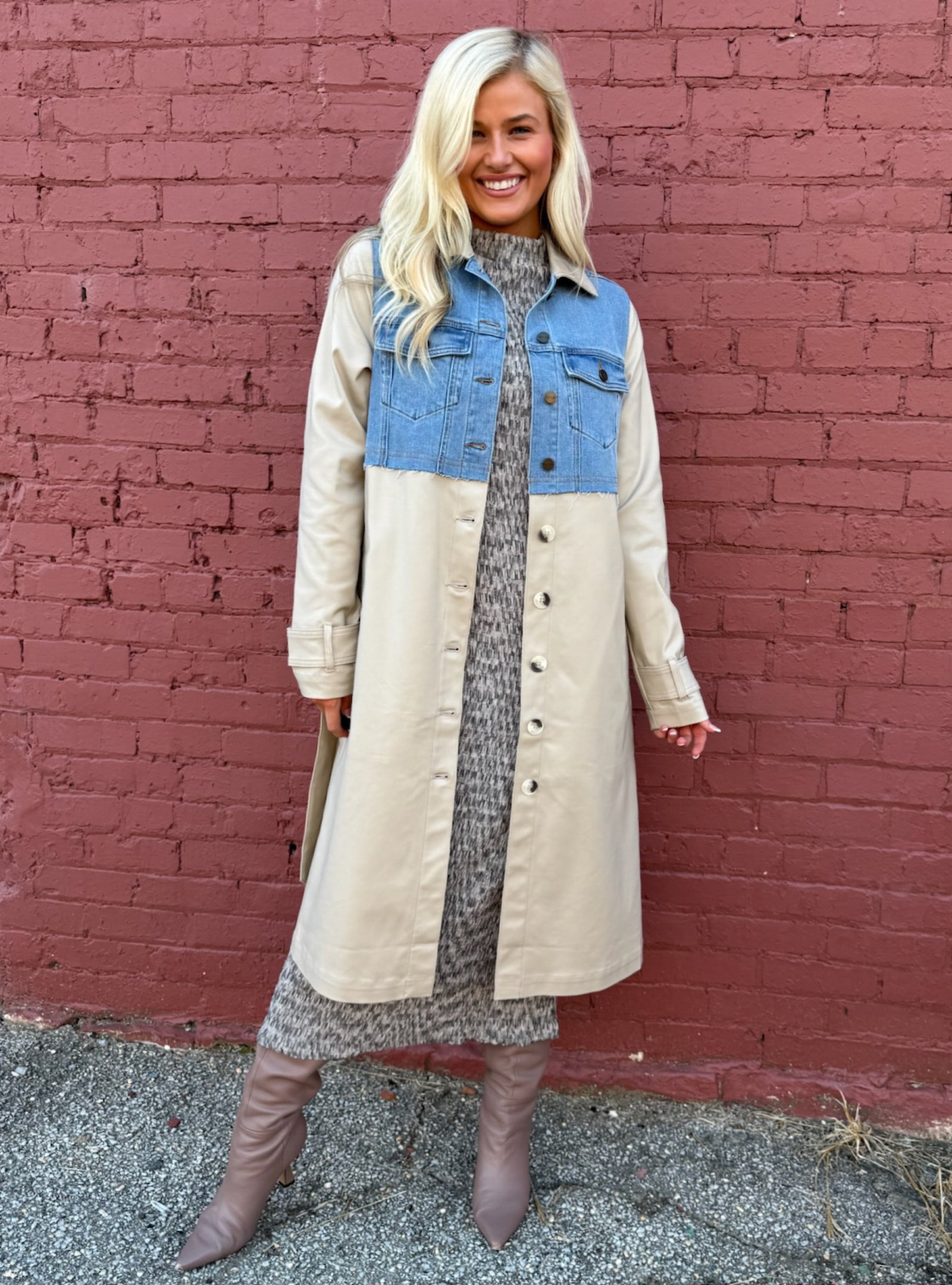 Renuar Denim & Tan Trench Coat