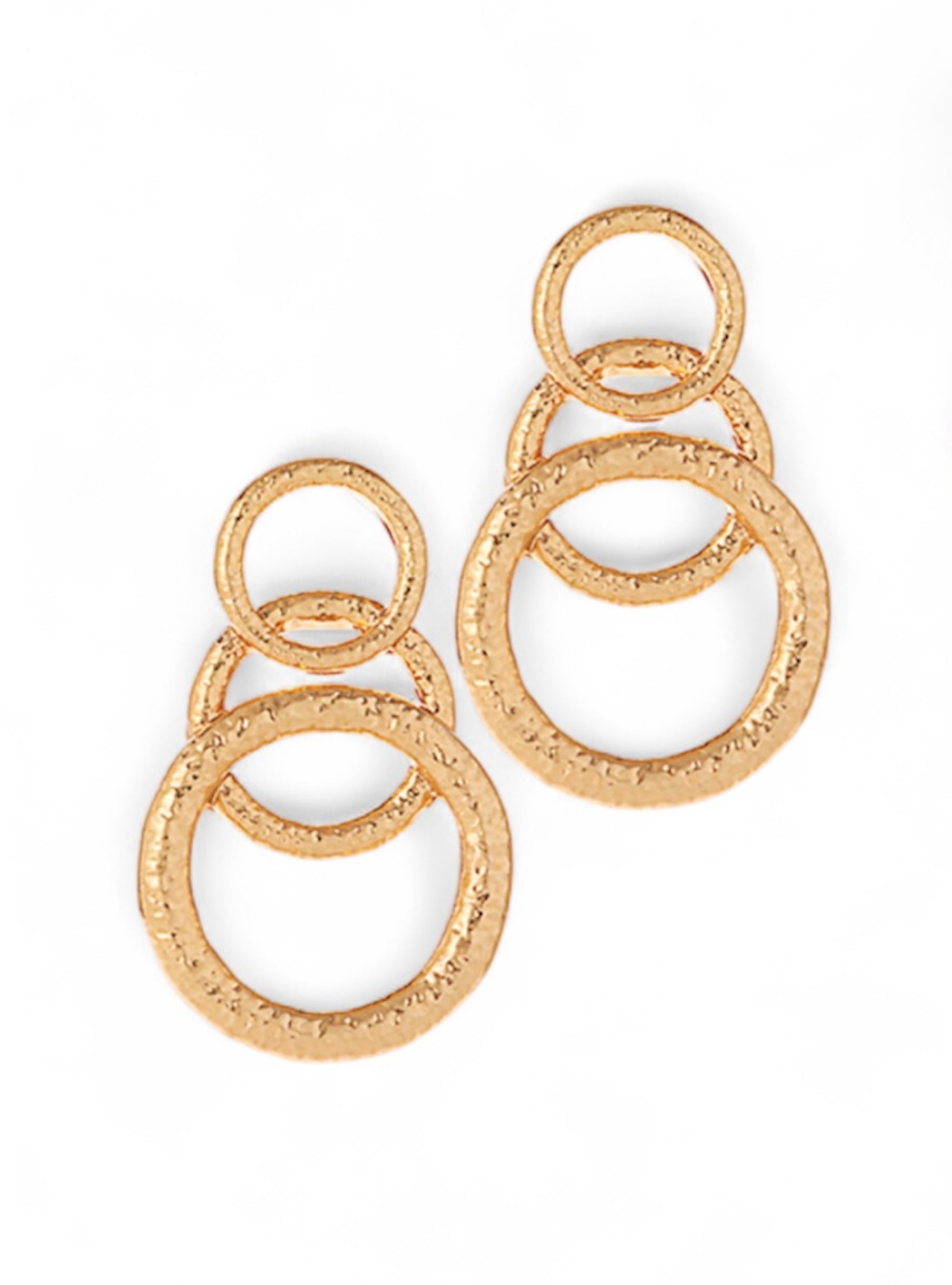 Three Times The Charm Hammered Earrings