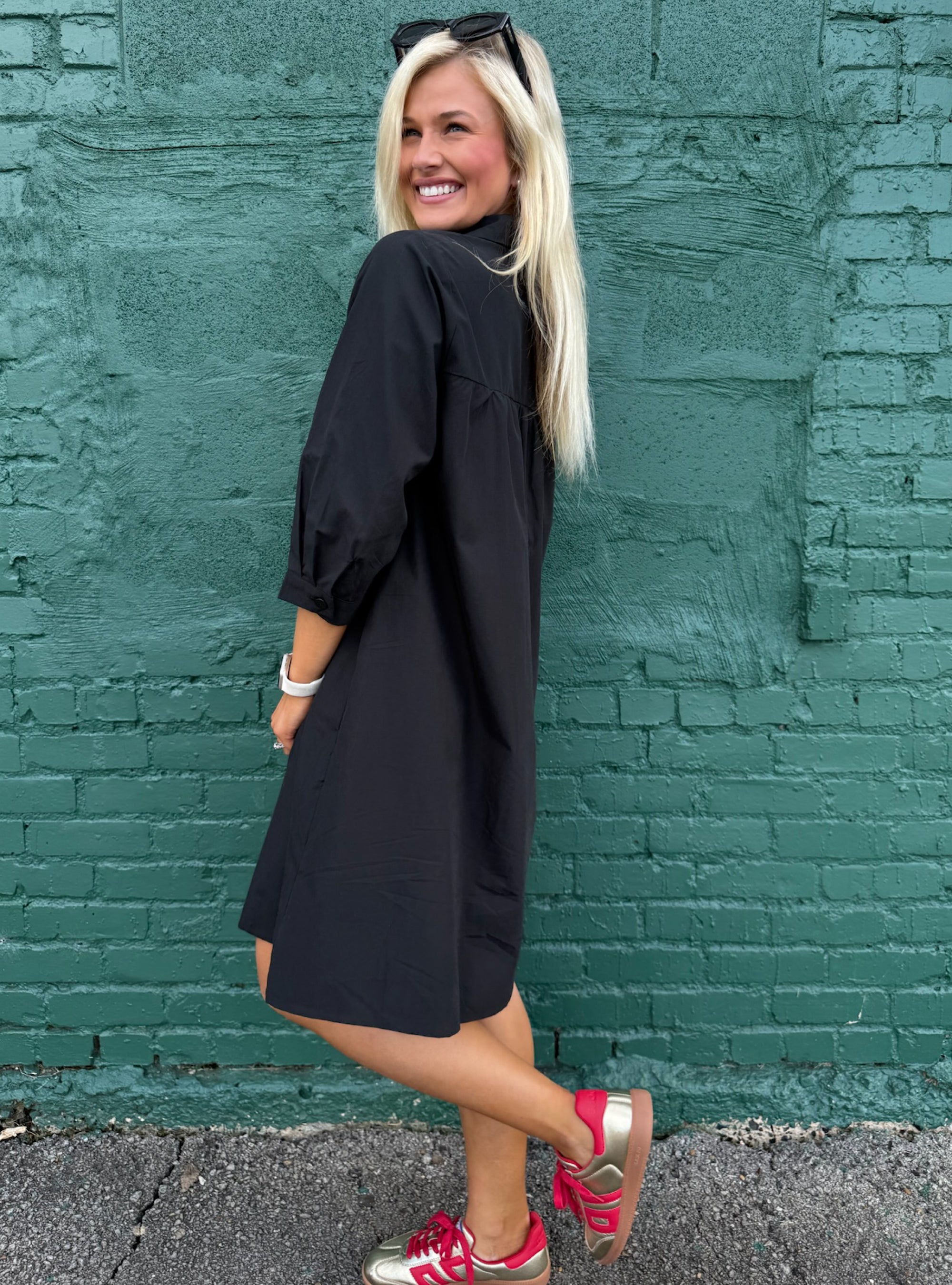 Lior Black &amp; White Button Front Dress