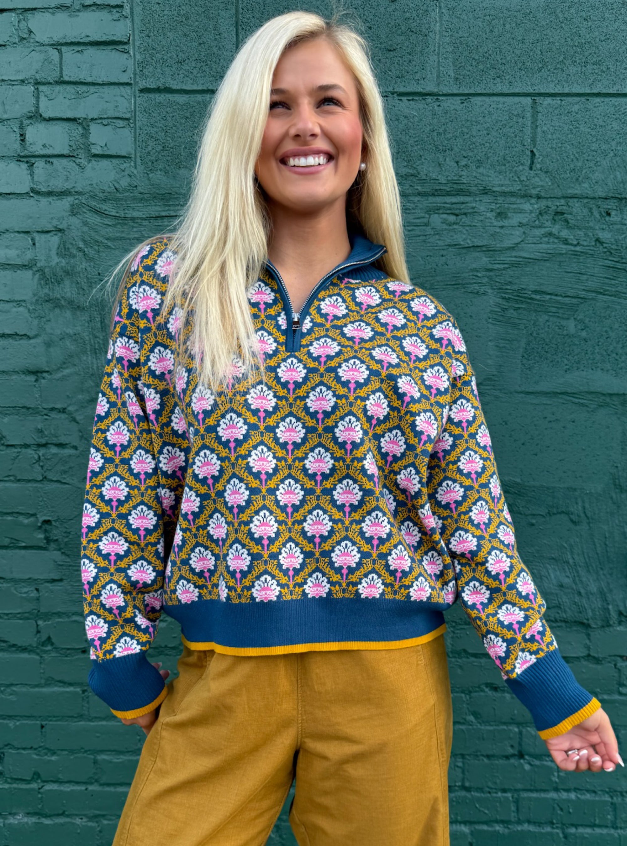 Freshly Picked & Zipped To Perfection Sweater