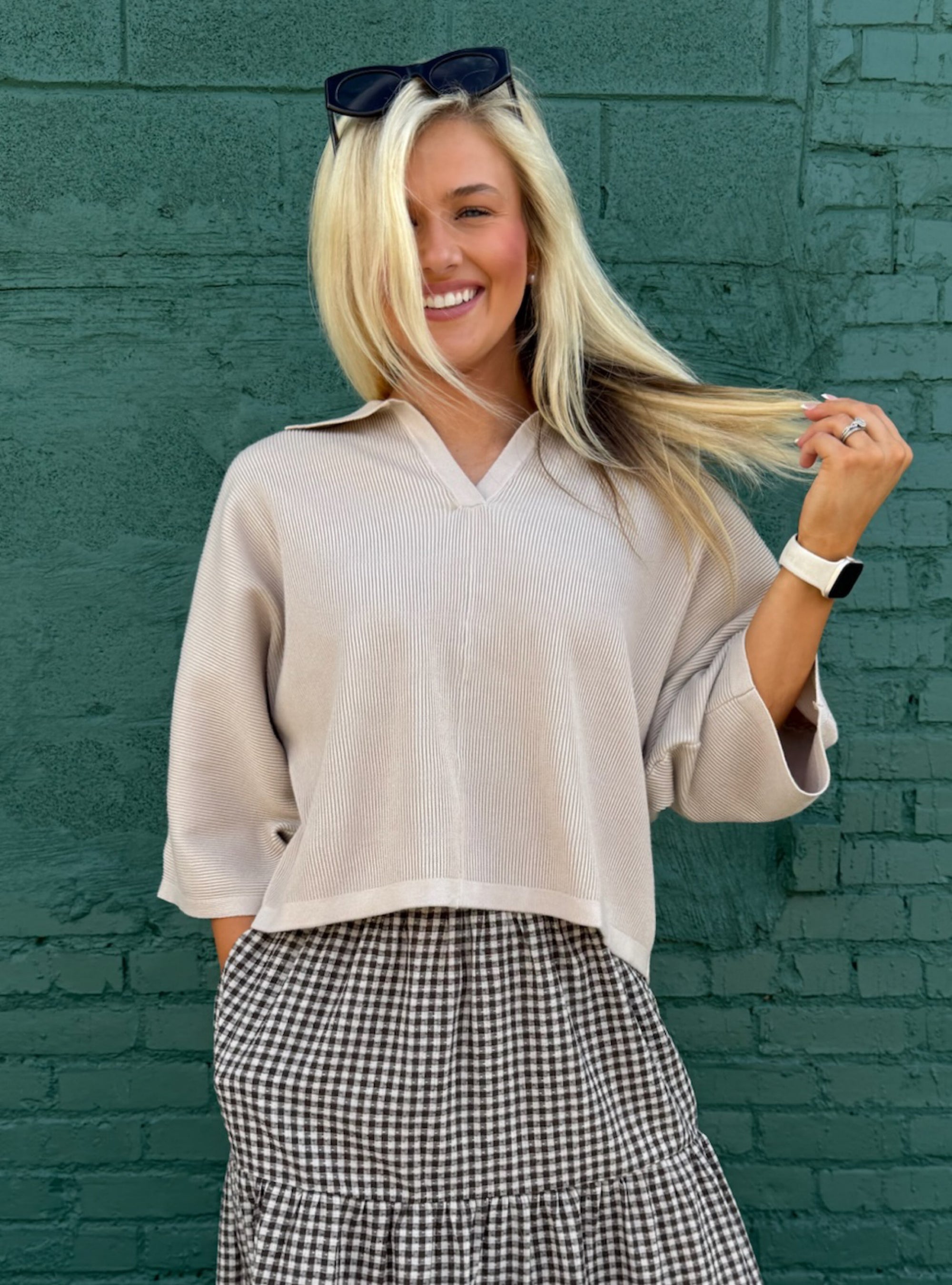 Wrapped In Warm Neutrals Top