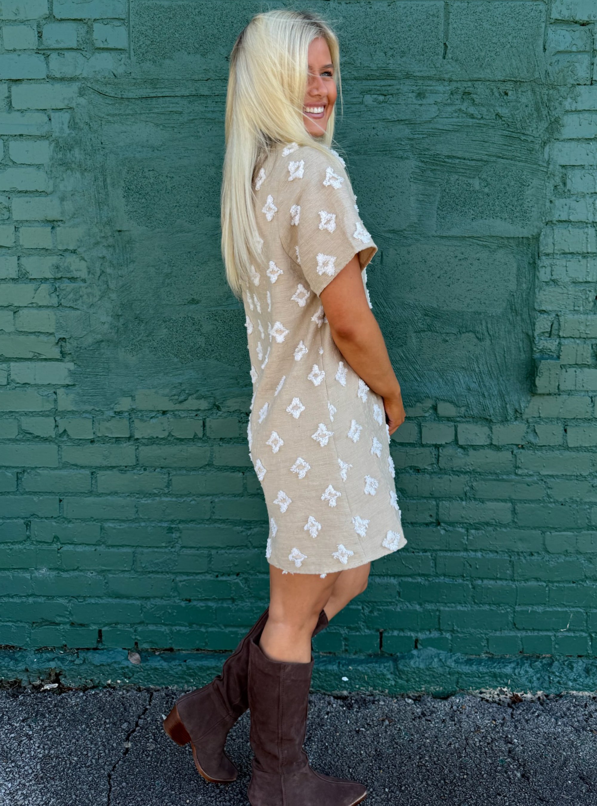 Serving Latte Vibes In Every Stitch Dress