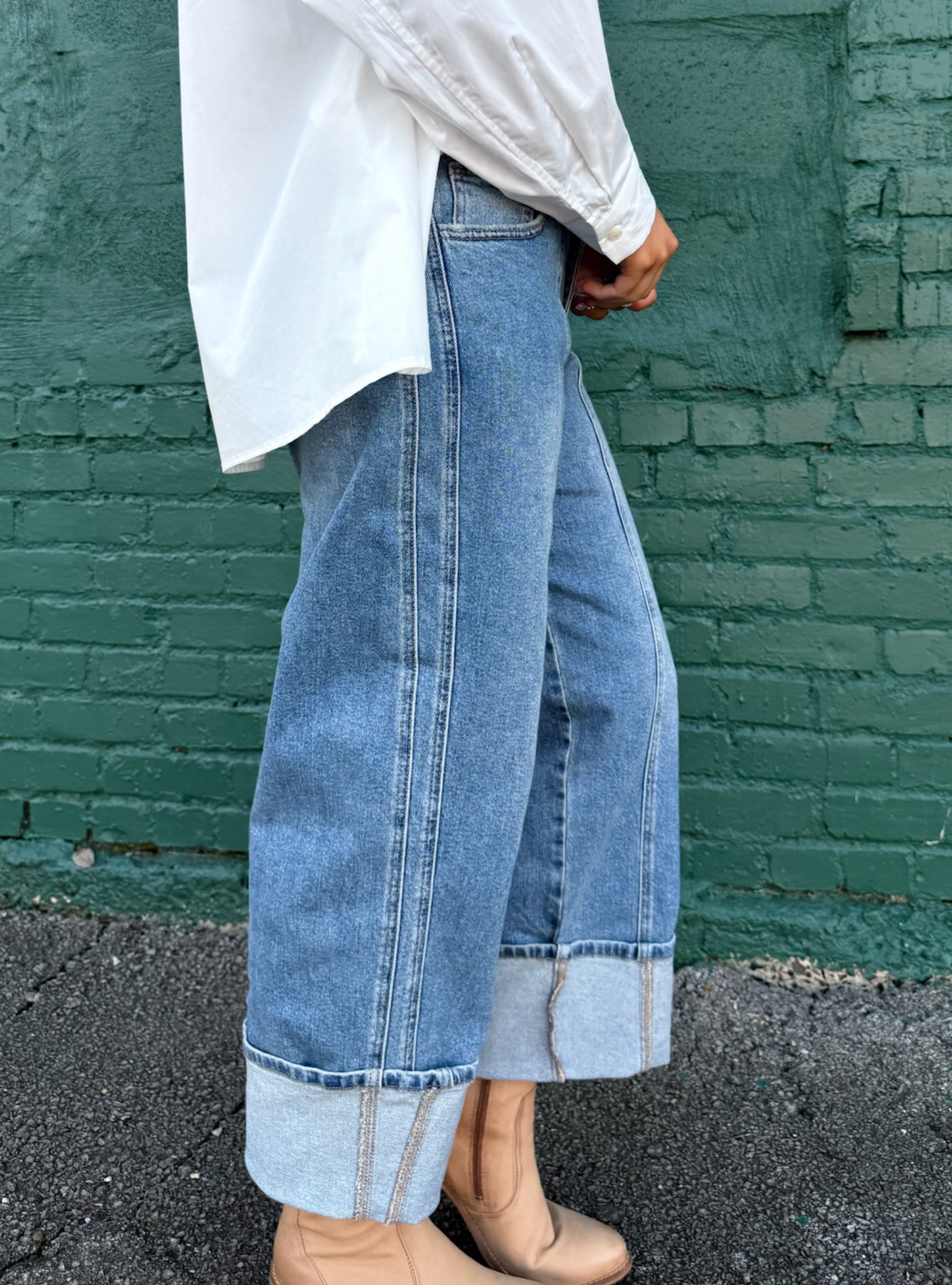 Just Black Cuffed Barrel Jeans