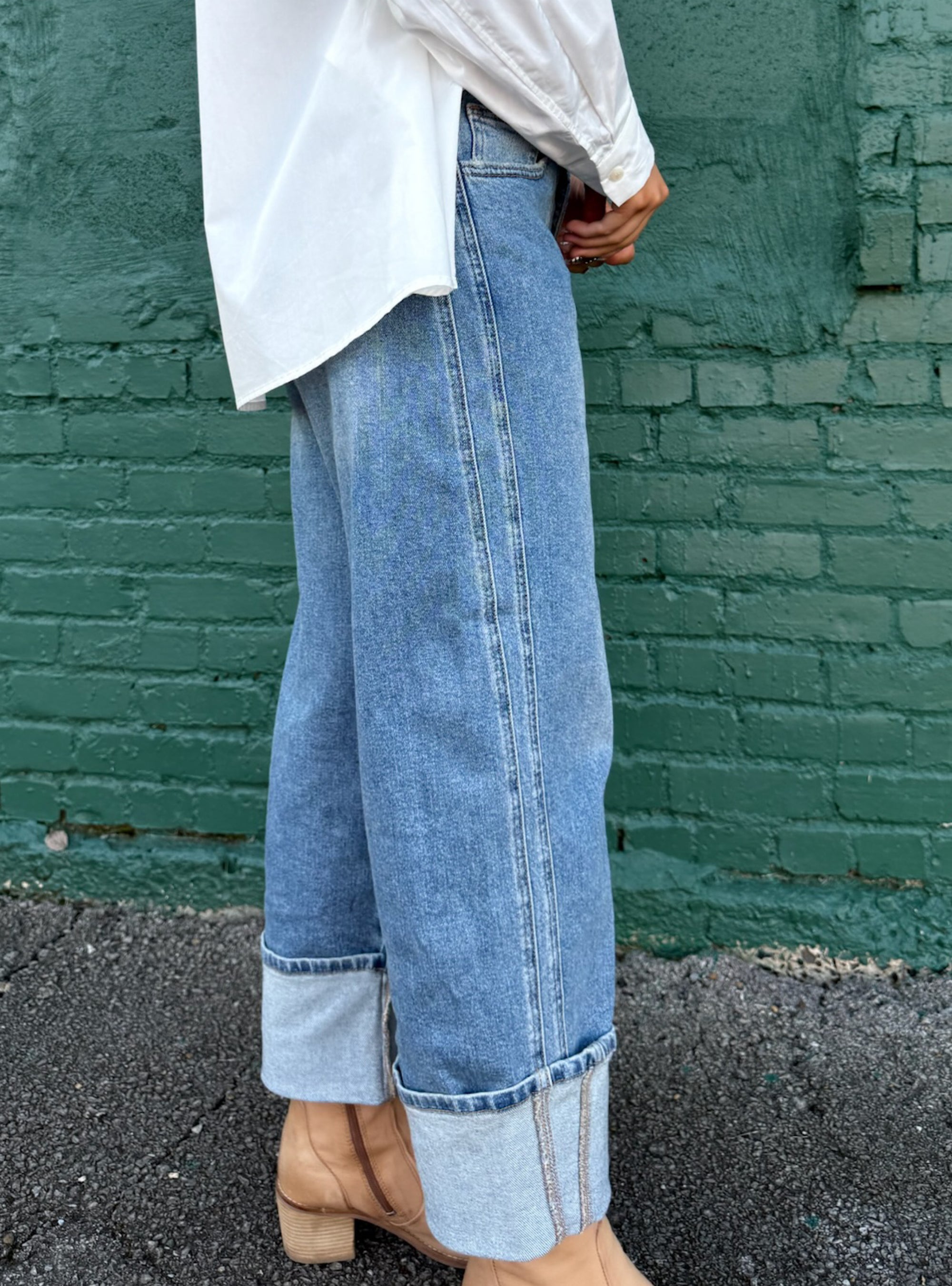 Just Black Cuffed Barrel Jeans