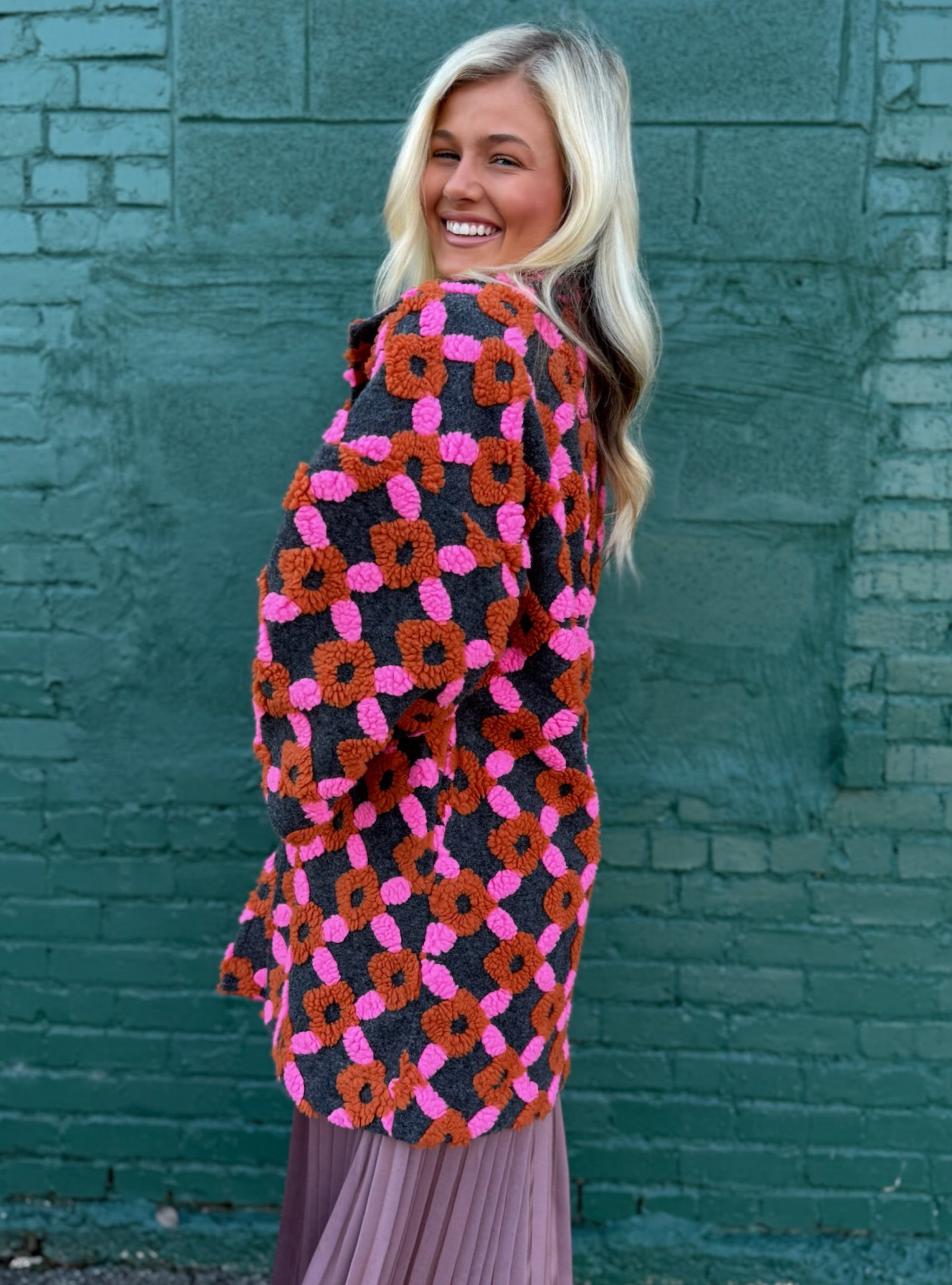 Ivy Jane Puff Pattern Open Front Jacket