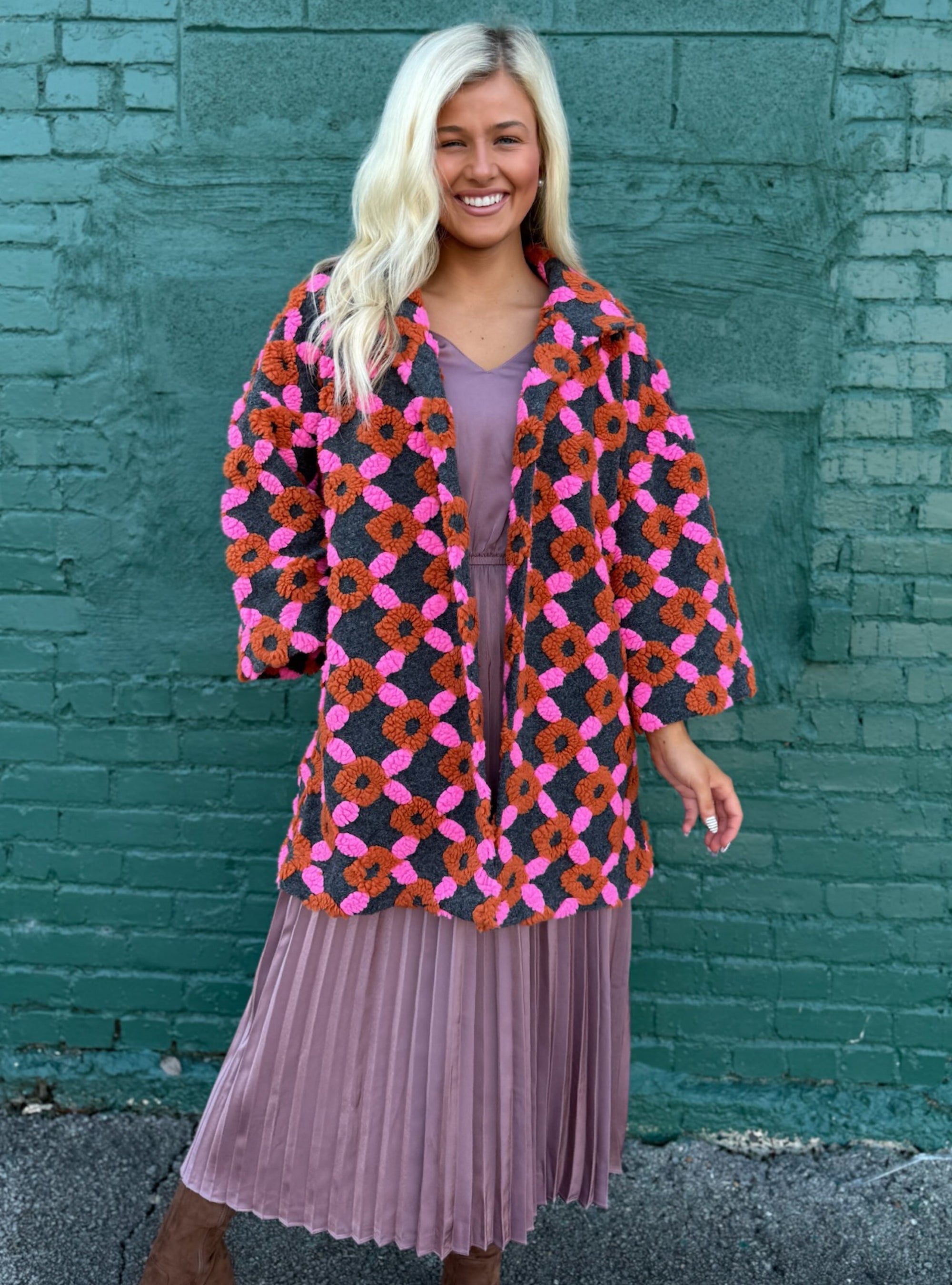 Ivy Jane Puff Pattern Open Front Jacket