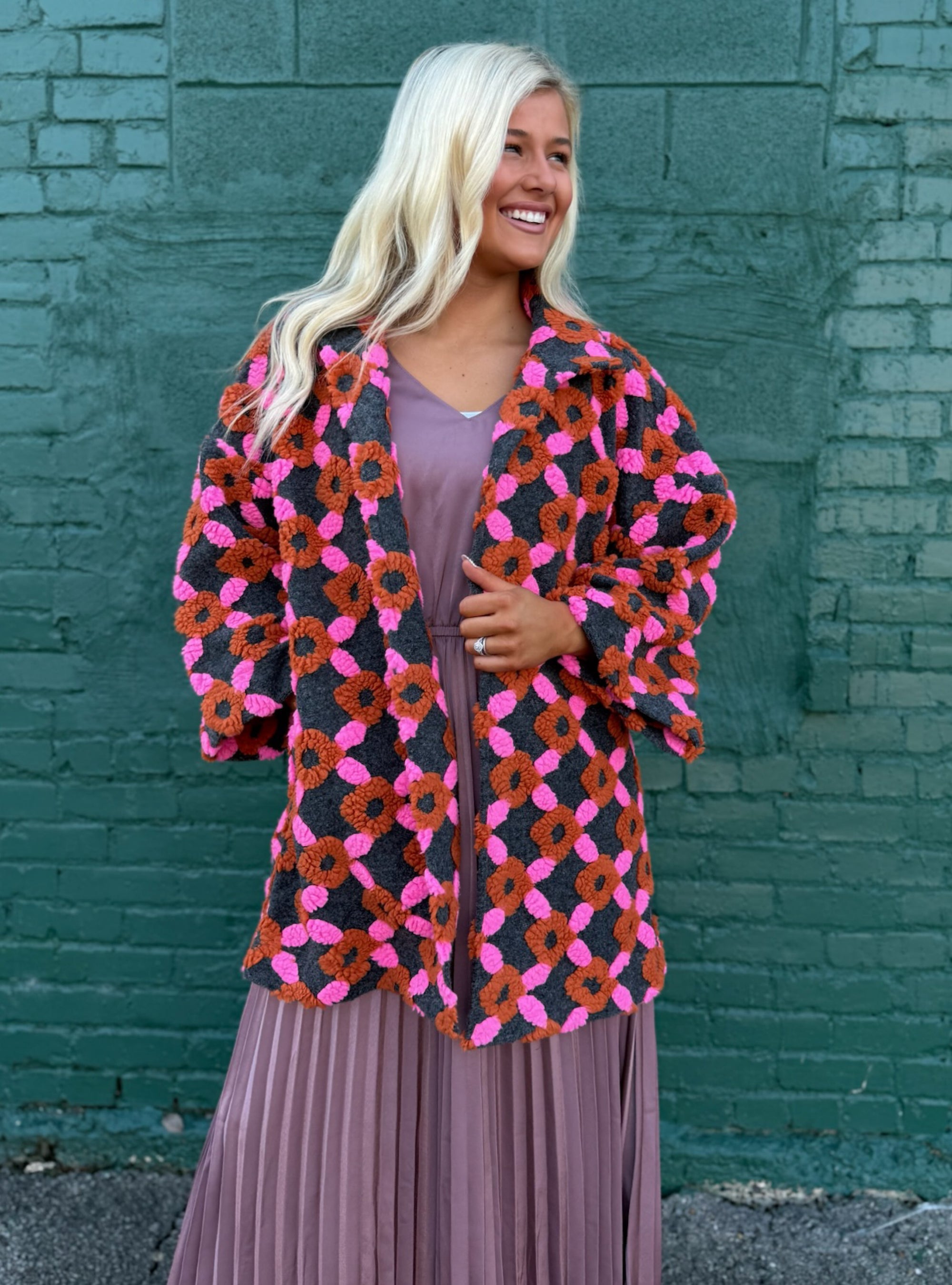 Ivy Jane Puff Pattern Open Front Jacket