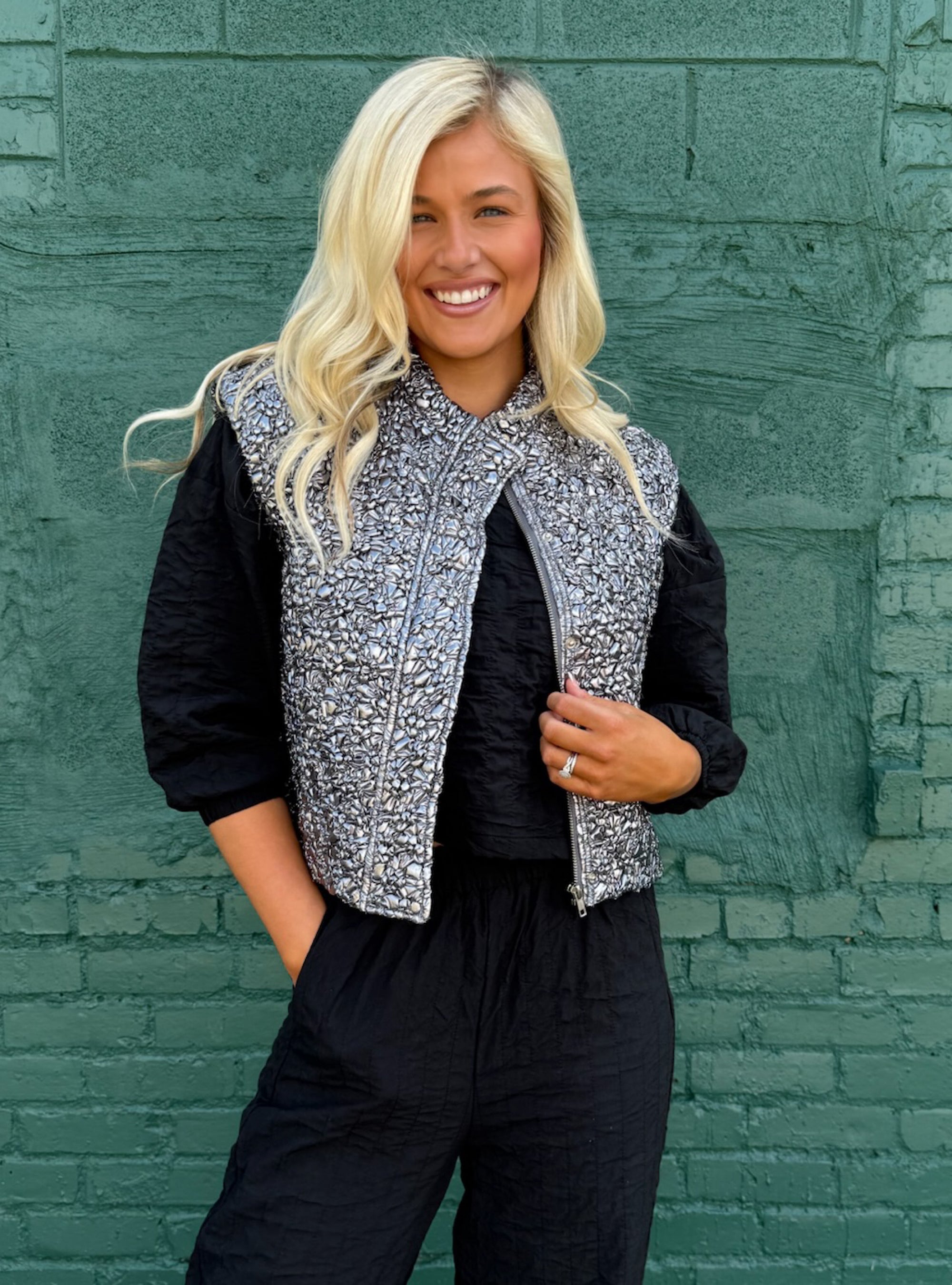 Metallic Mood Puffy Vest