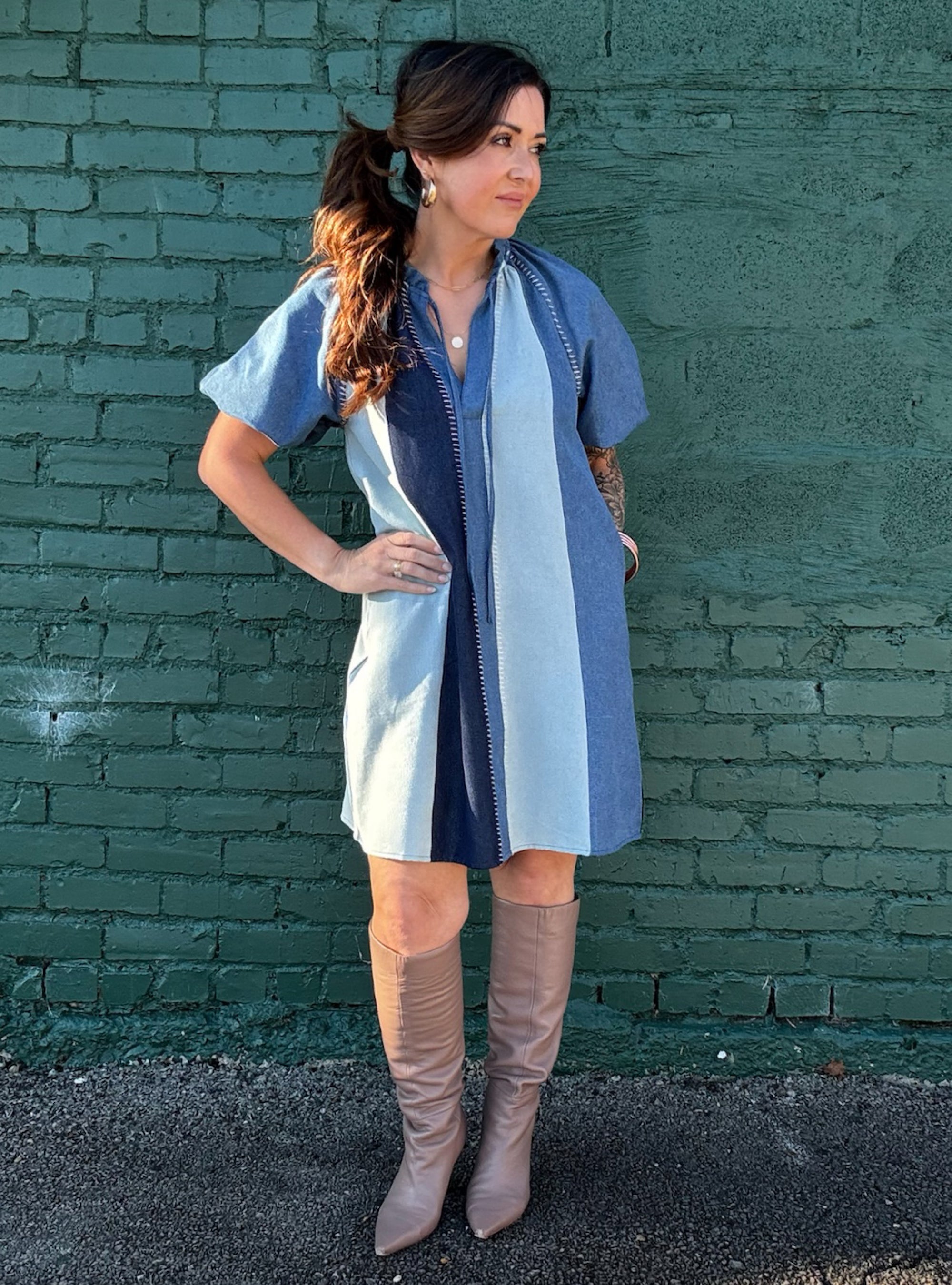 Denim If You Dare Two-Tone Dress