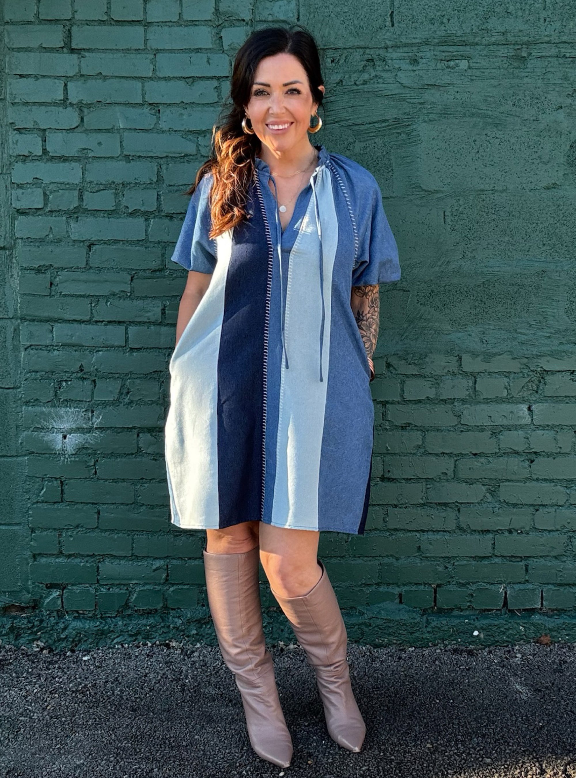 Denim If You Dare Two-Tone Dress