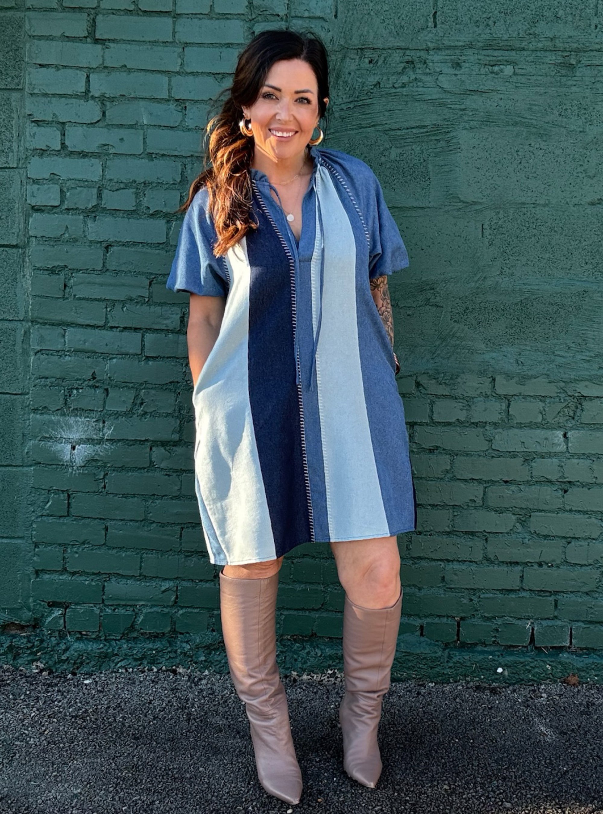 Denim If You Dare Two-Tone Dress