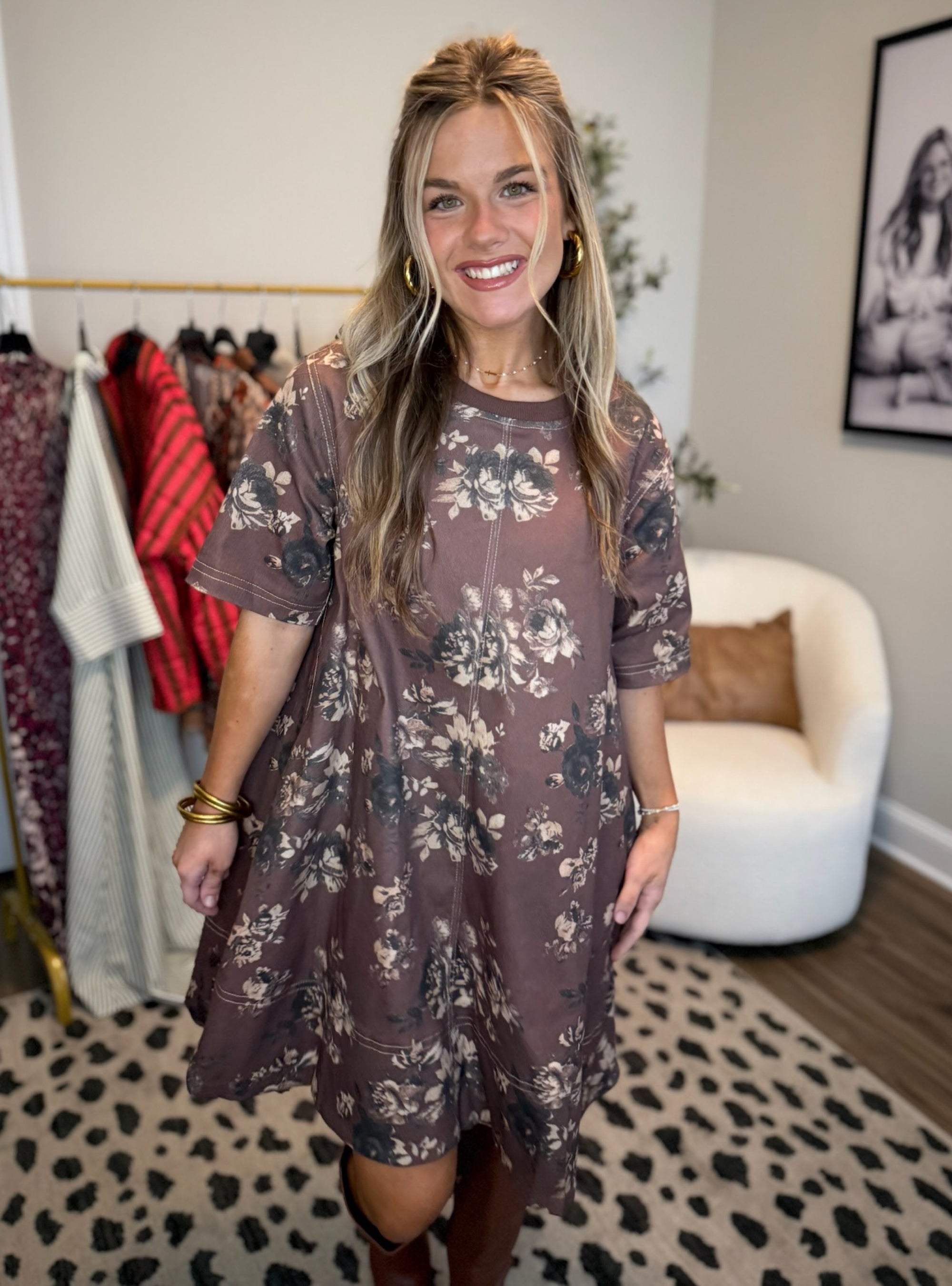 Espresso Yourself In Florals Denim Dress