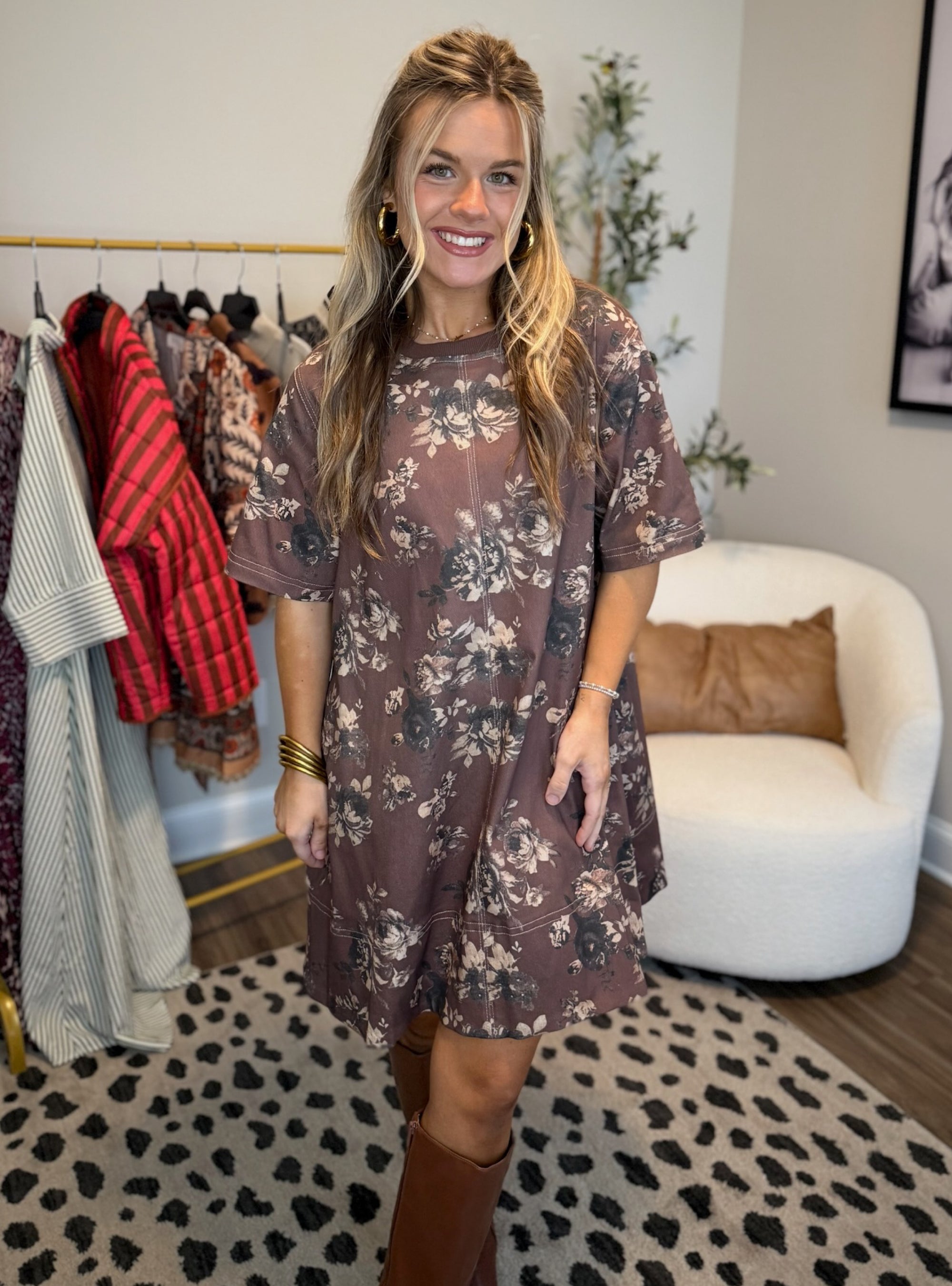 Espresso Yourself In Florals Denim Dress