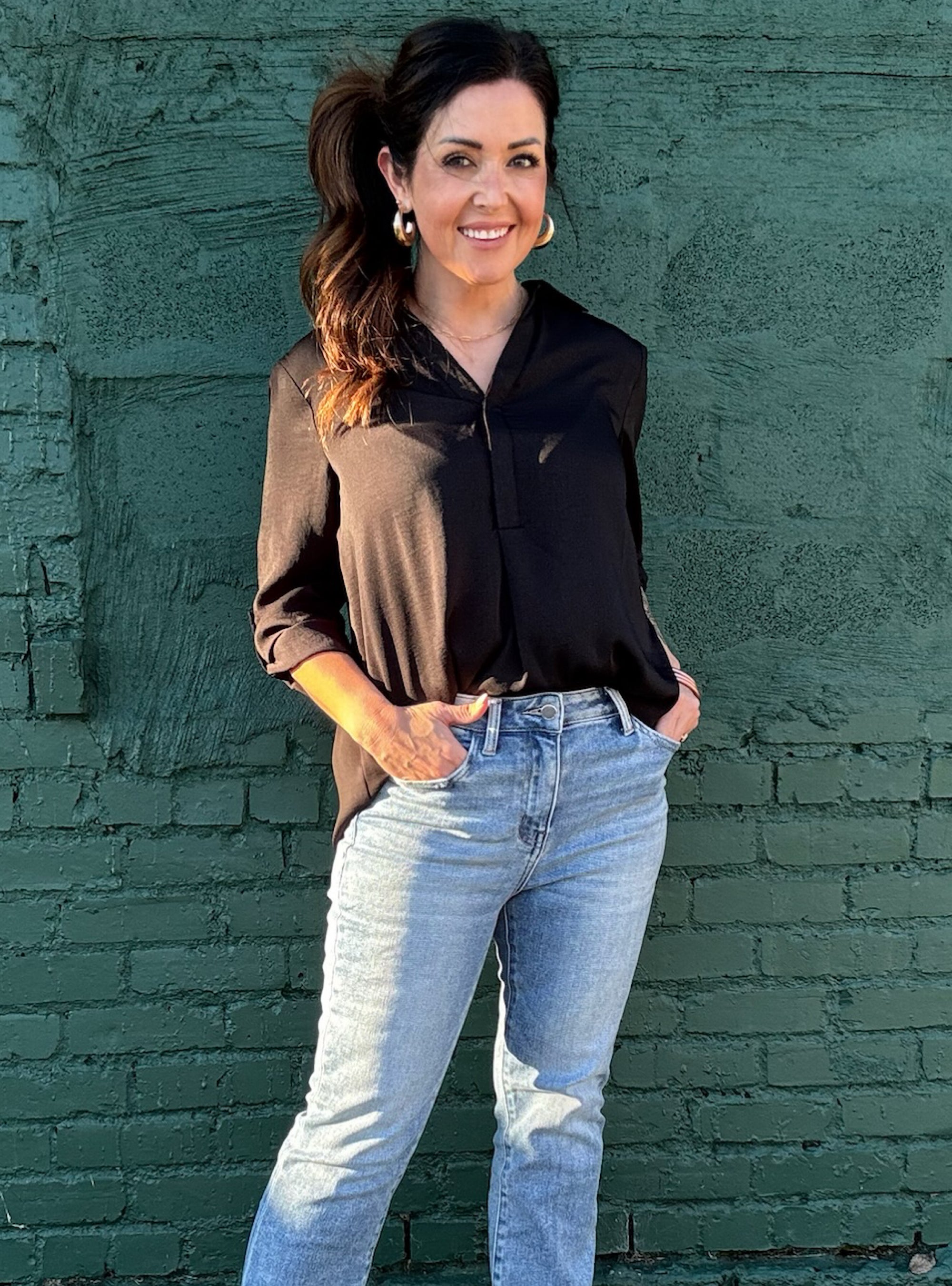 Renuar Button Up Top - Black