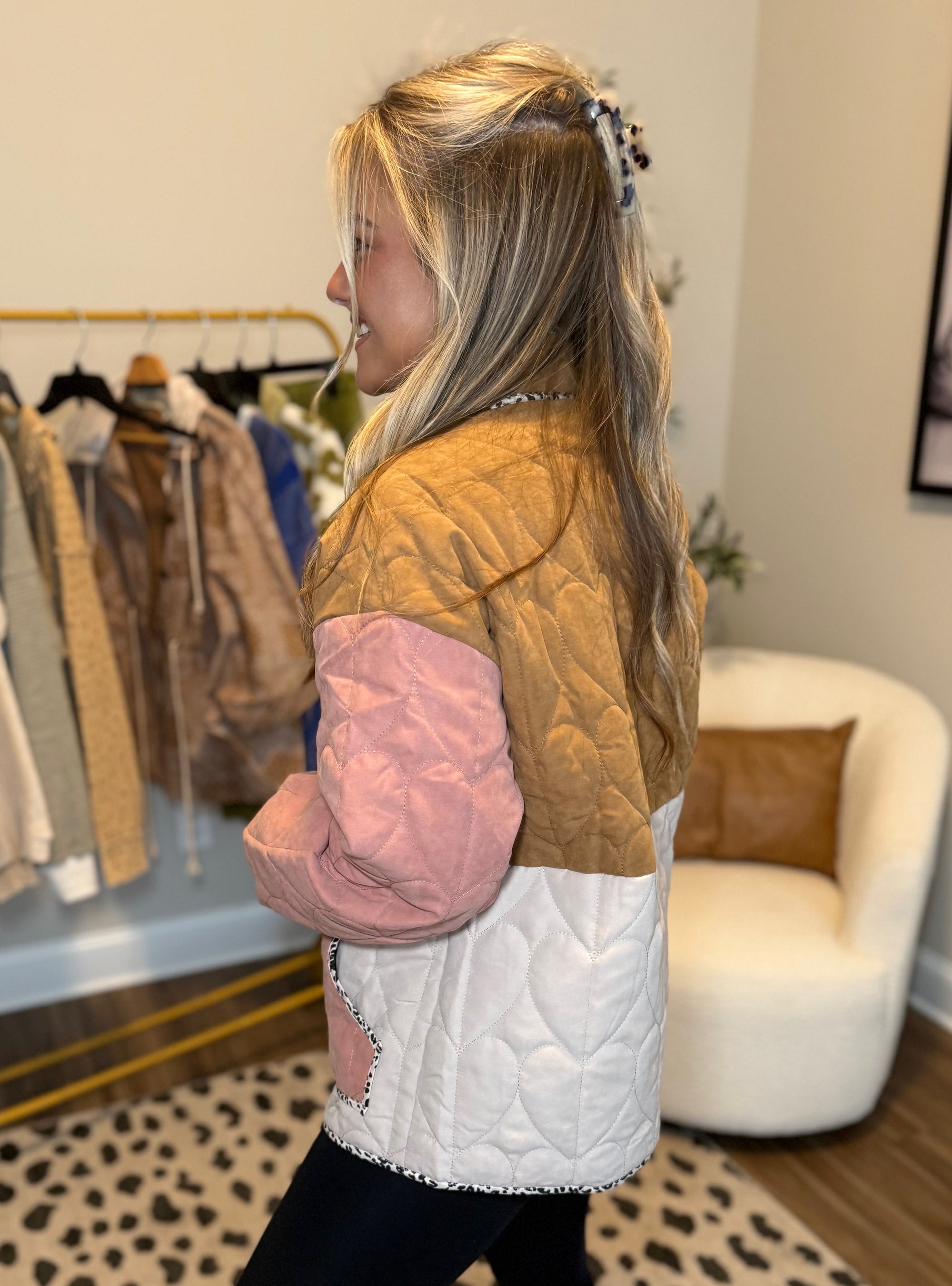 Color Block Party Leopard Trim Jacket