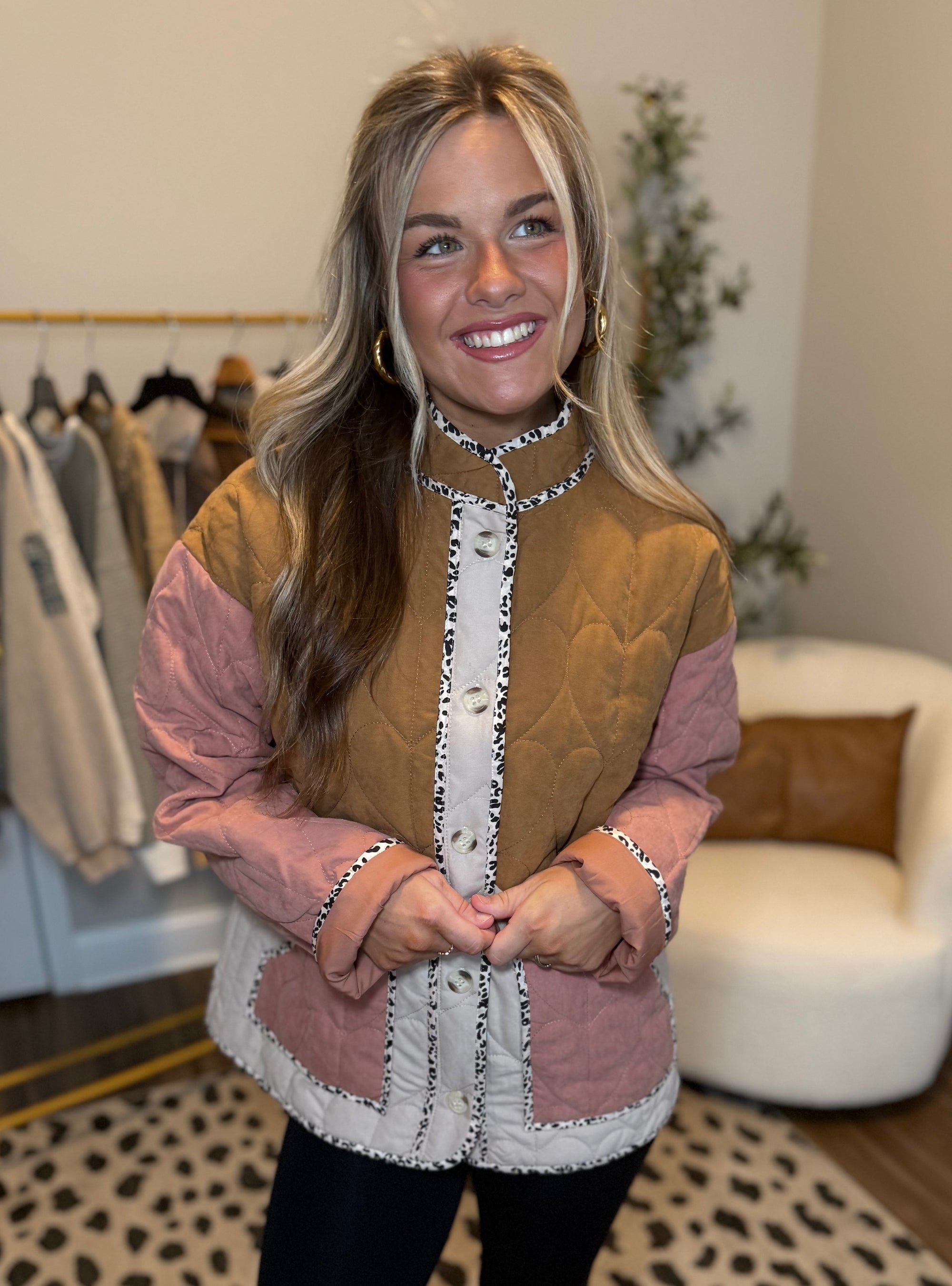 Color Block Party Leopard Trim Jacket